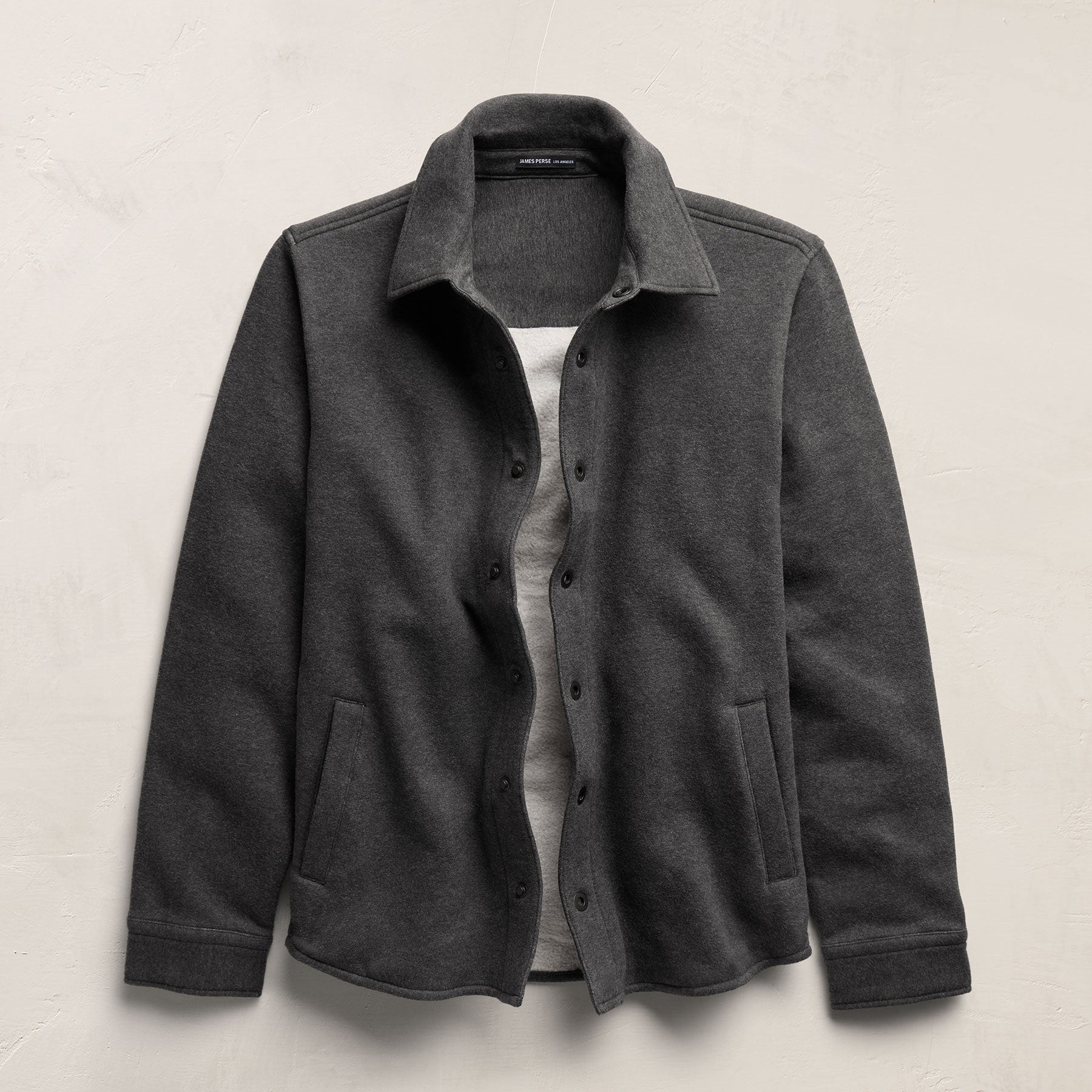 Cozy Fleece Snap Front Jacket - Heather Charcoal
