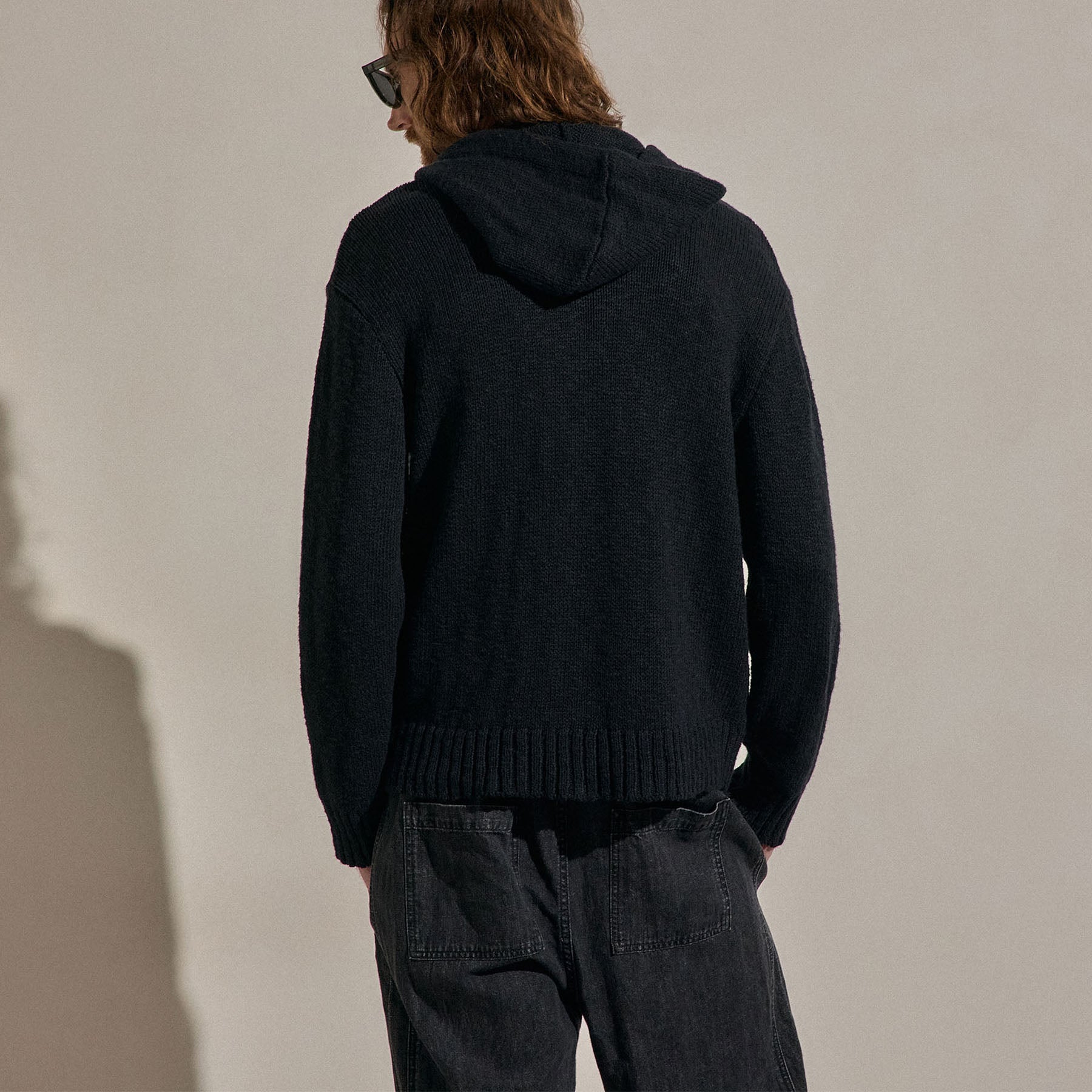Cotton Linen Hoodie - Black
