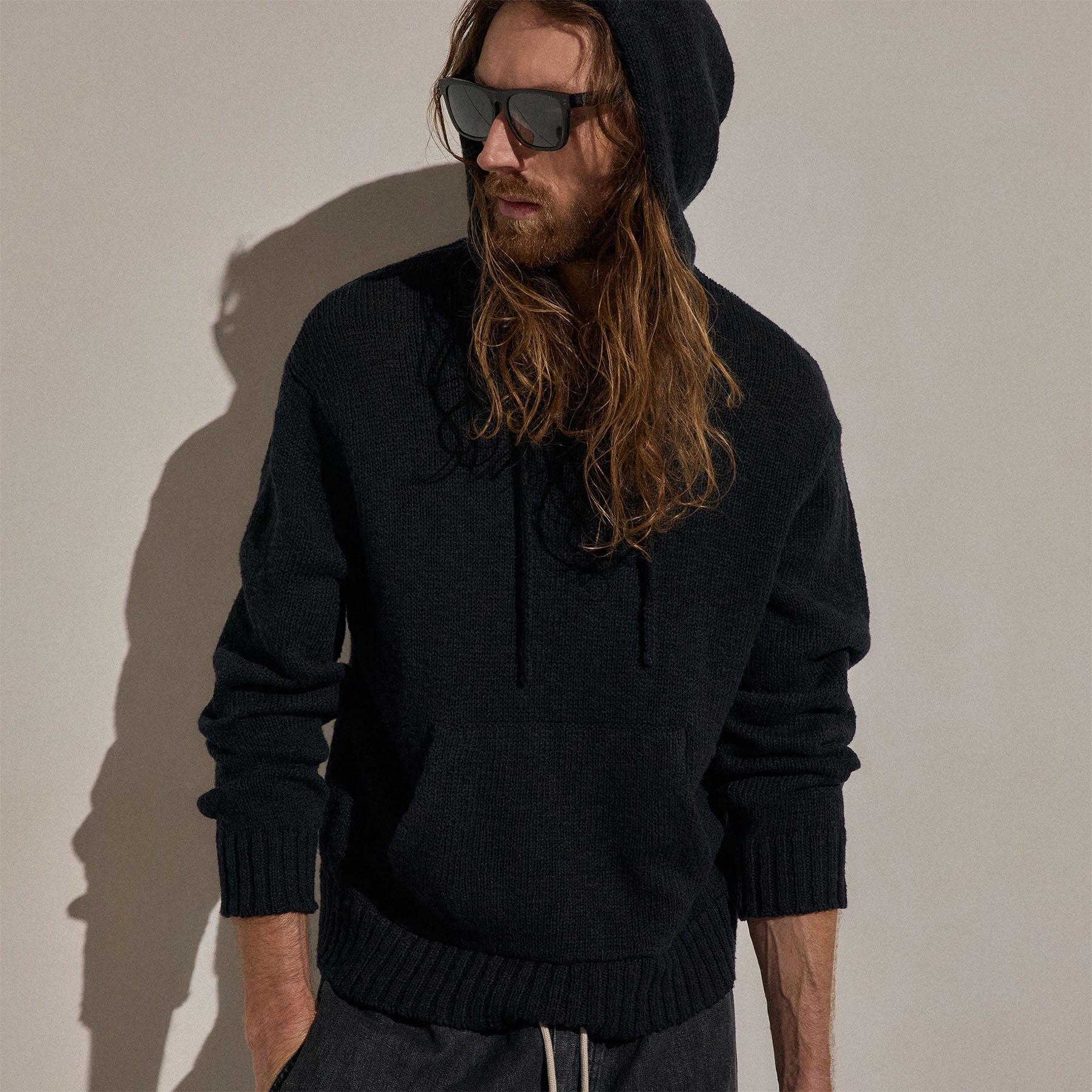 Cotton Linen Hoodie - Black