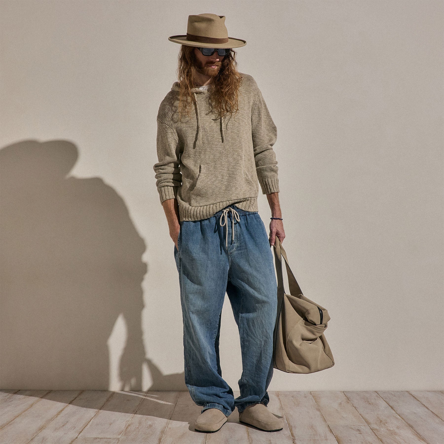 Cotton Linen Hoodie - Taupe