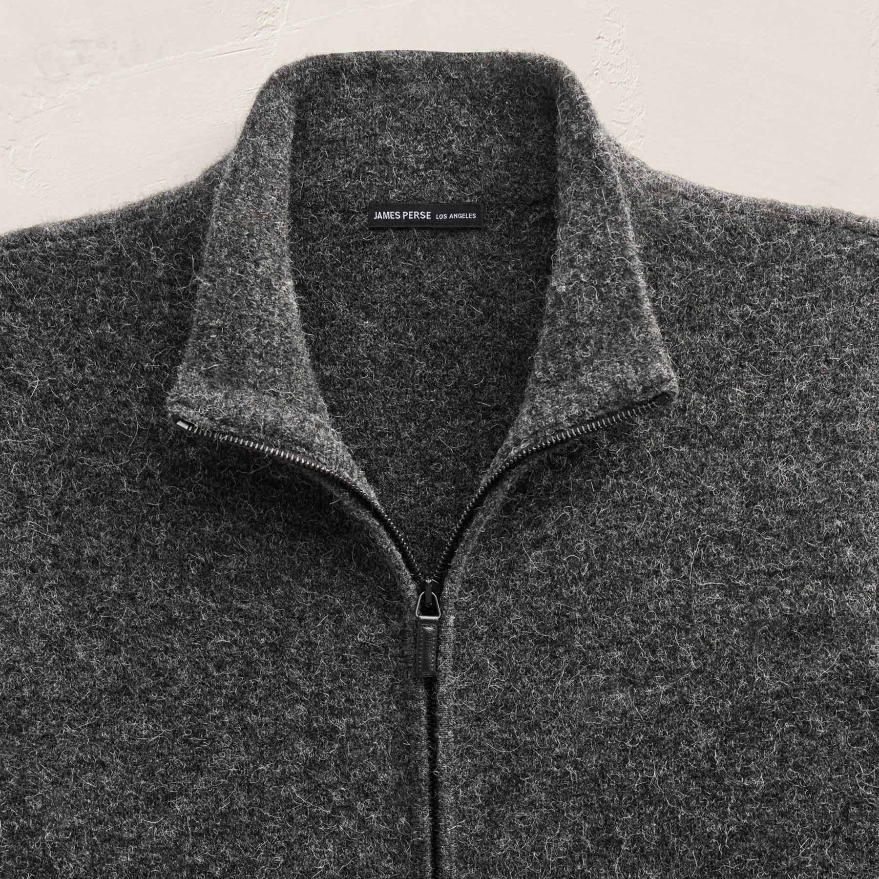 Wool Alpaca Stretch Zip Front - Anthracite