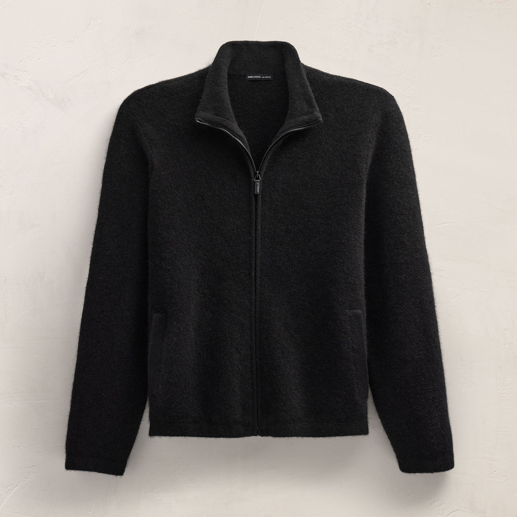 Wool Alpaca Stretch Zip Front - Black