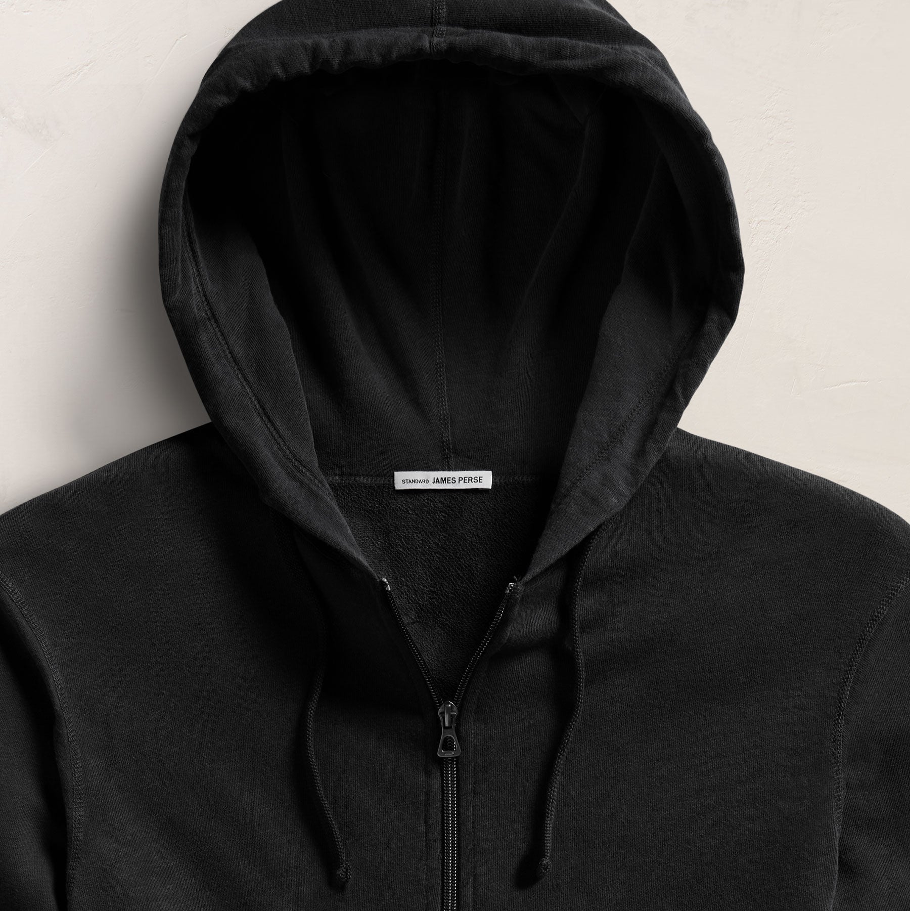 Vintage French Terry Zip Up Hoodie - Black