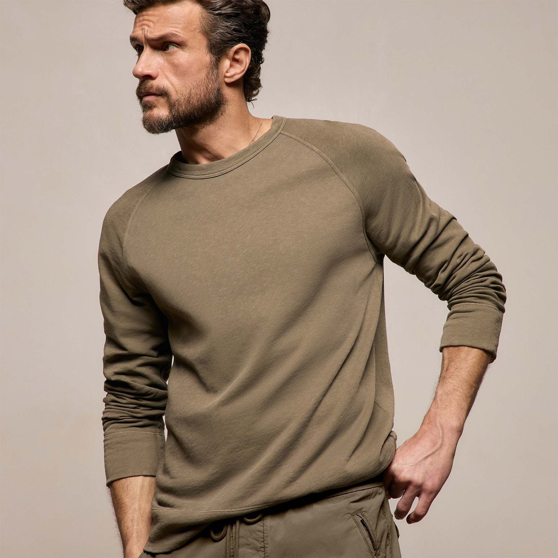Vintage French Terry Sweatshirt - Light Olive Pigment