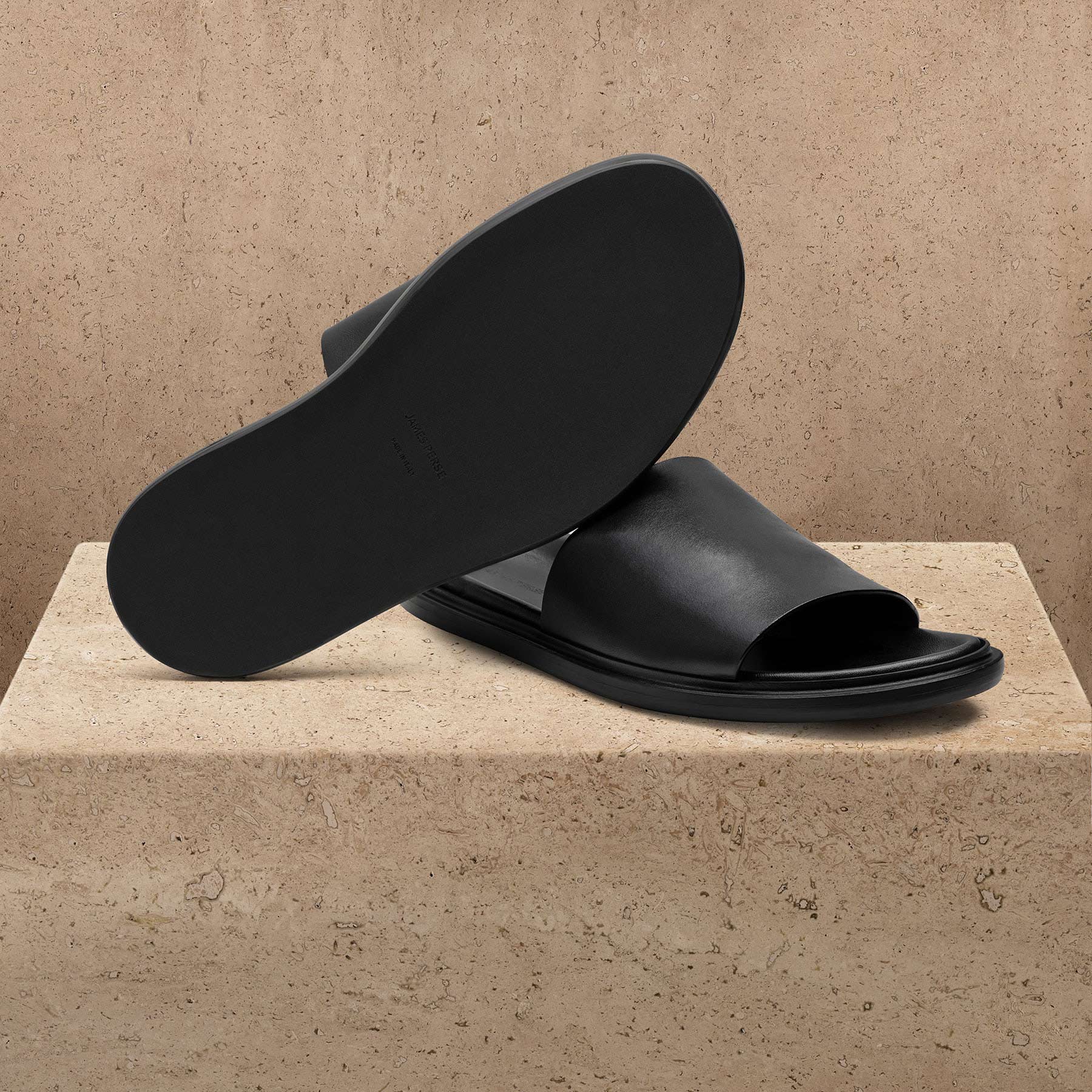 Men's Leather Slide - Black