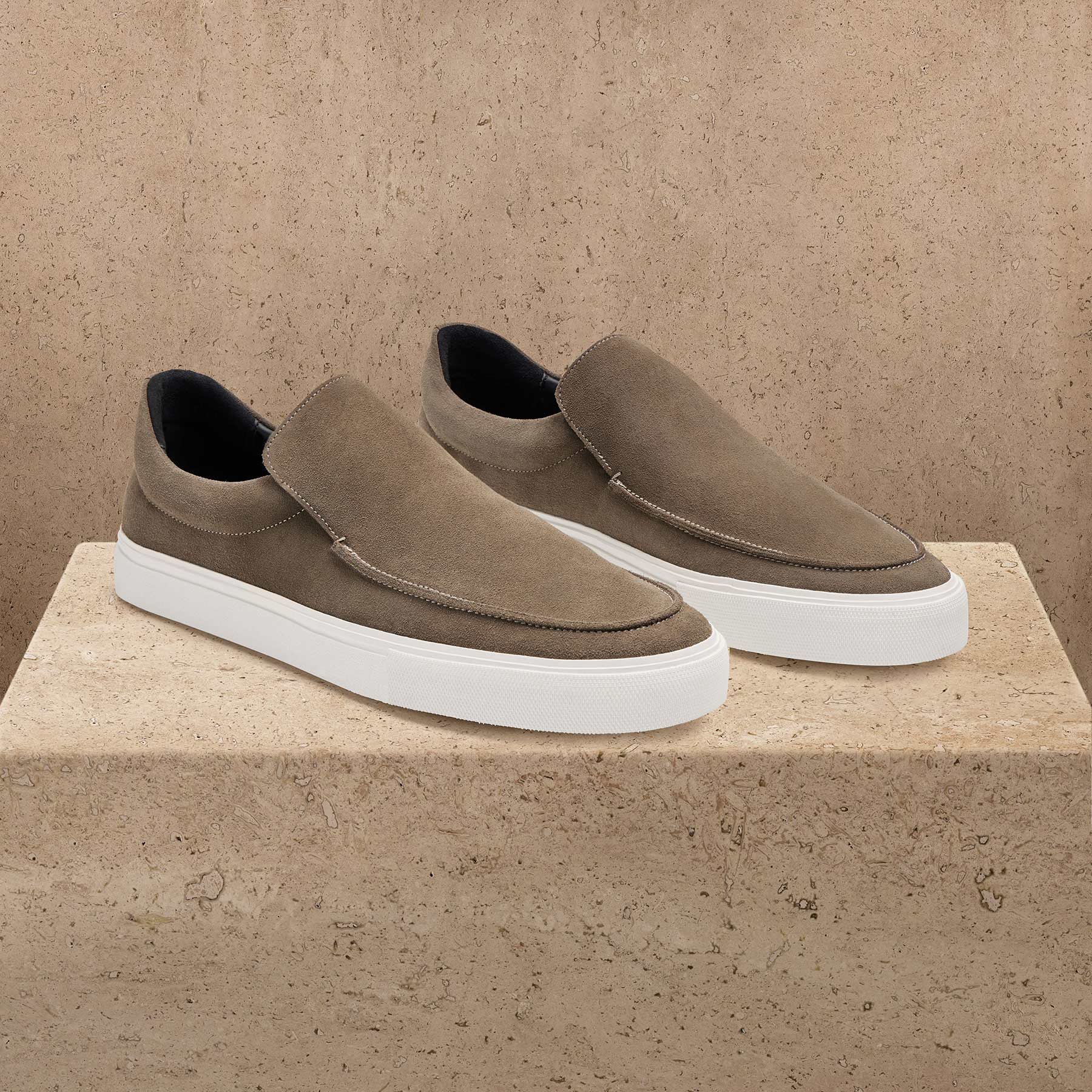 Men's Coastal Suede Slip On - Cement