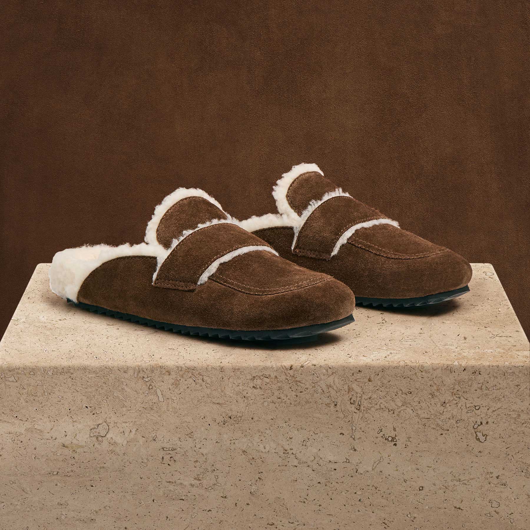 Women's Suede Shearling Loafer - Havana/Ivory