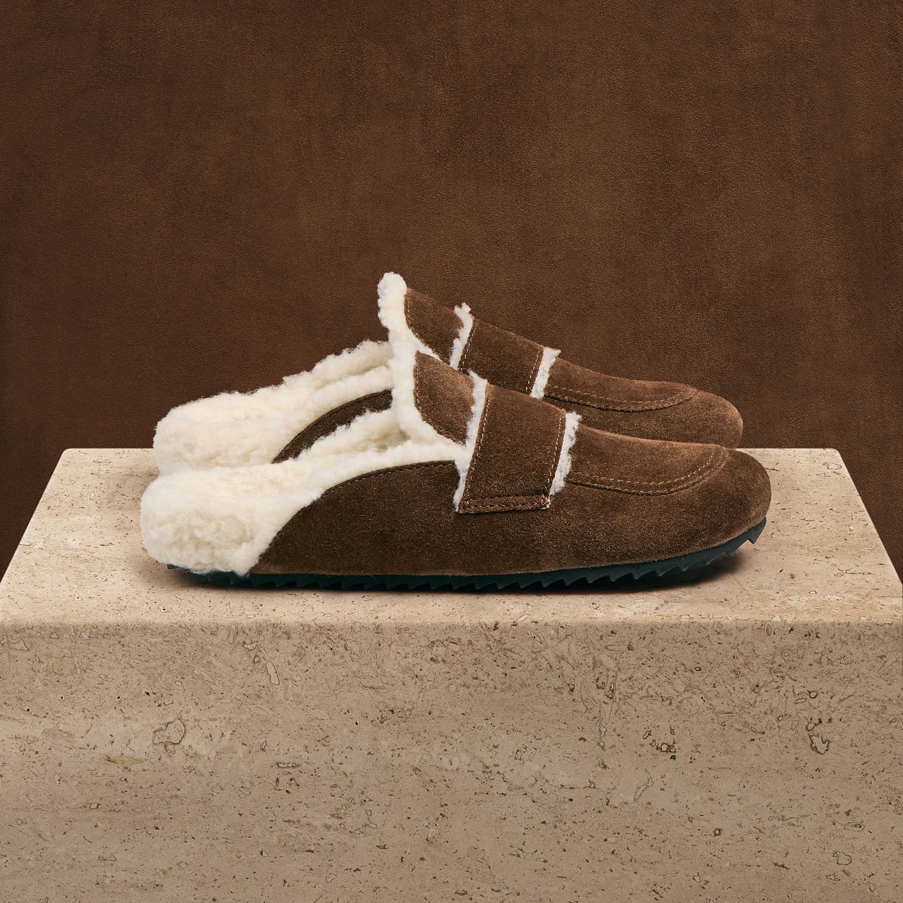 Women's Suede Shearling Loafer - Havana/Ivory
