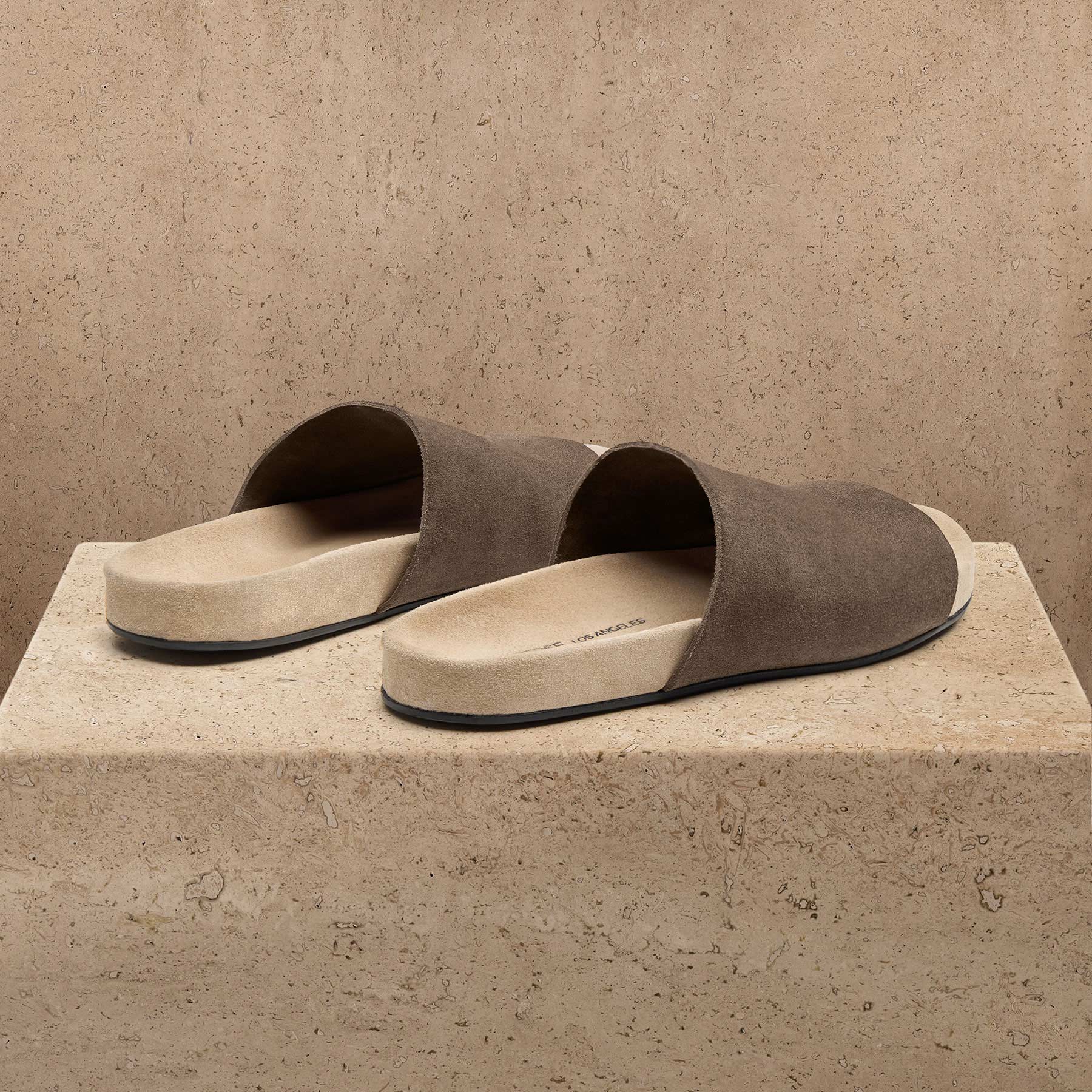 Women's Two Tone Suede Slide - Khaki/Taupe