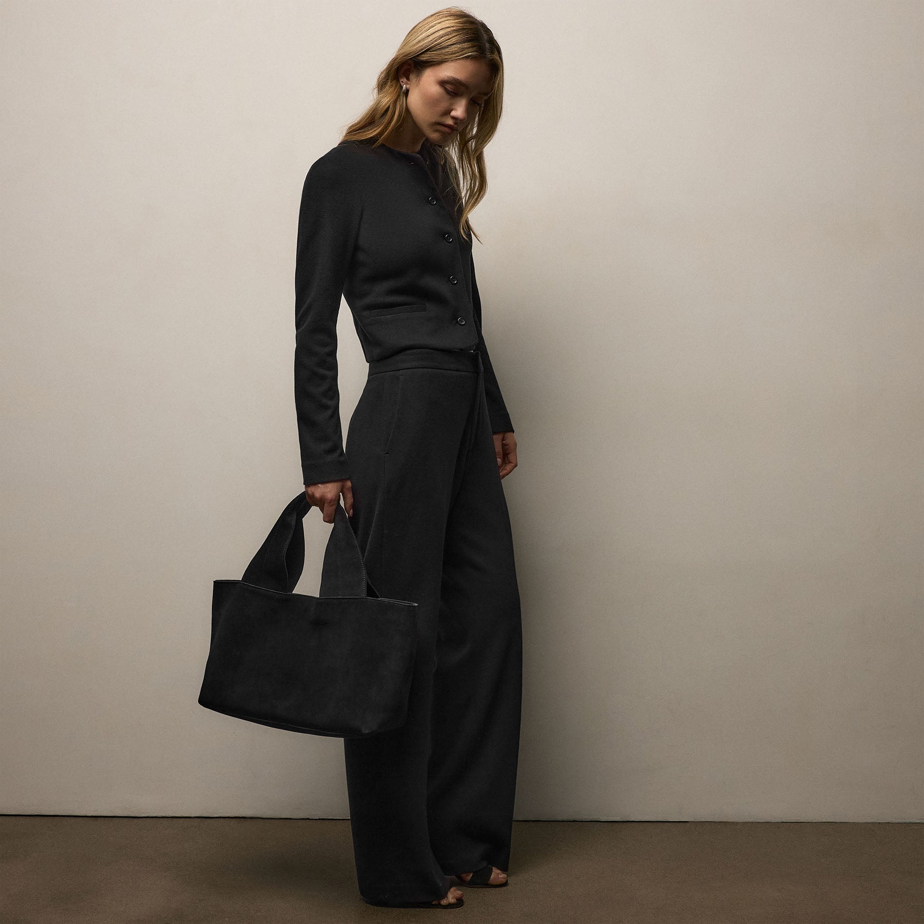 Suede Tote - Black