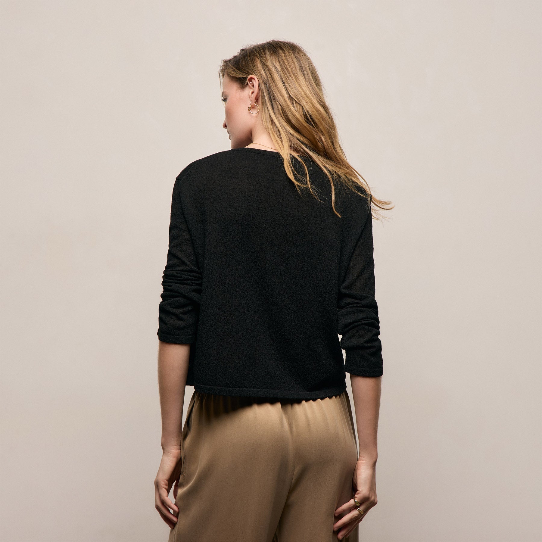 Fine Knit Cardigan - Black