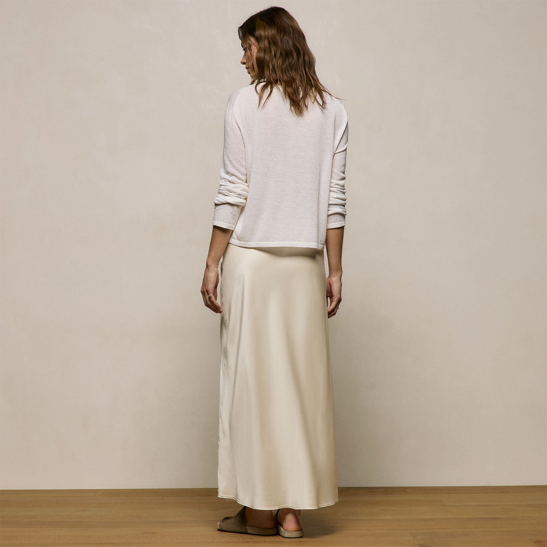 Silk Charmeuse Drawstring Skirt - Ivory