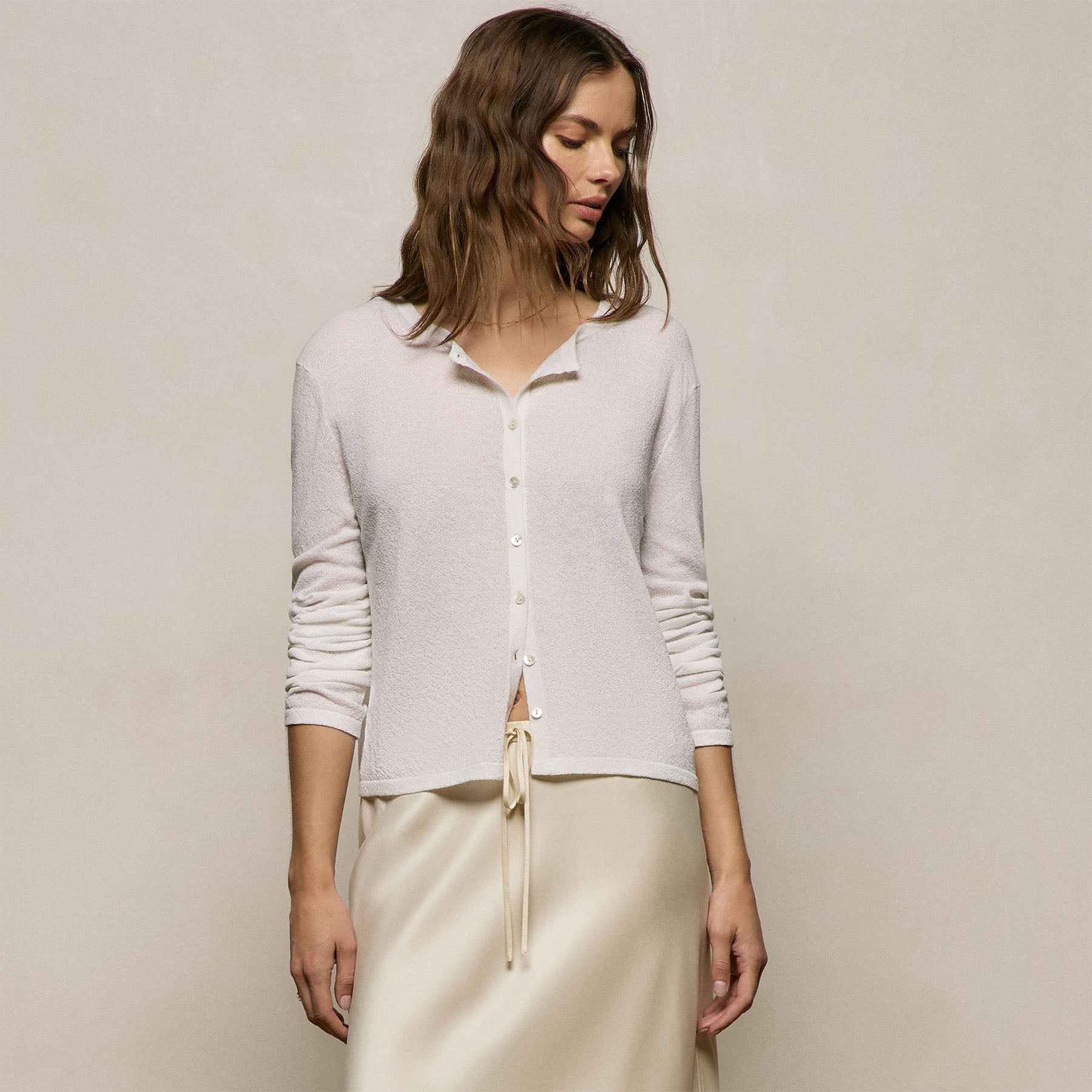 Fine Knit Cardigan - White