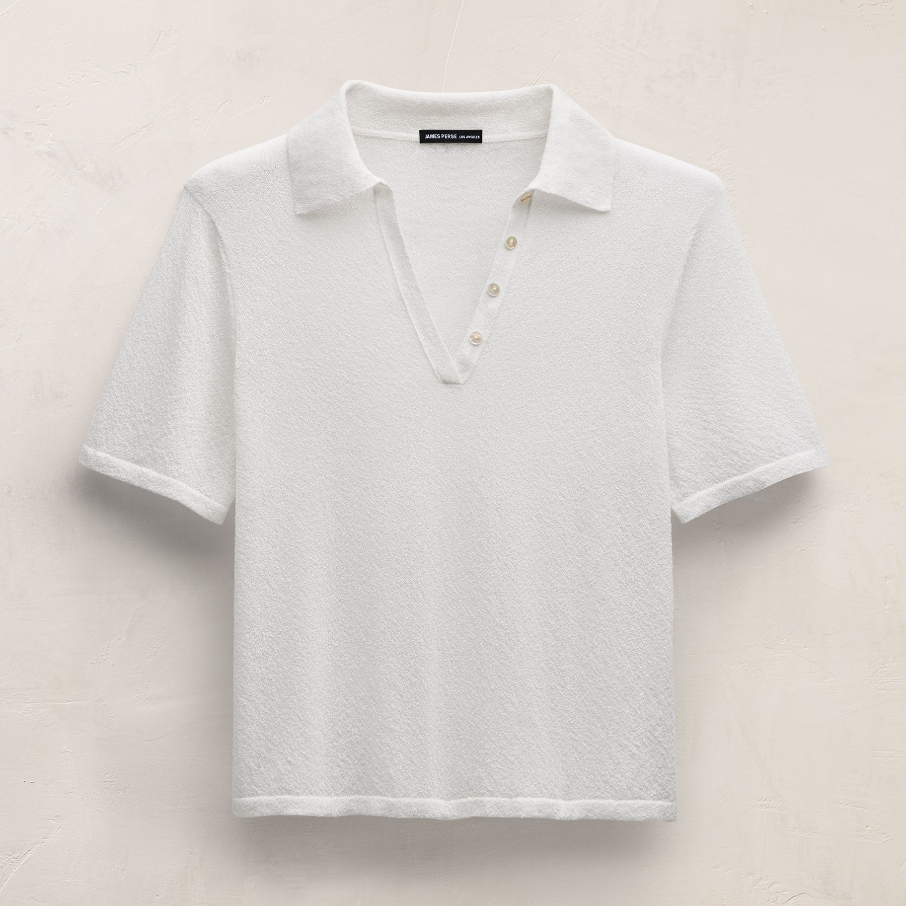 Fine Knit Short Sleeve Polo - White