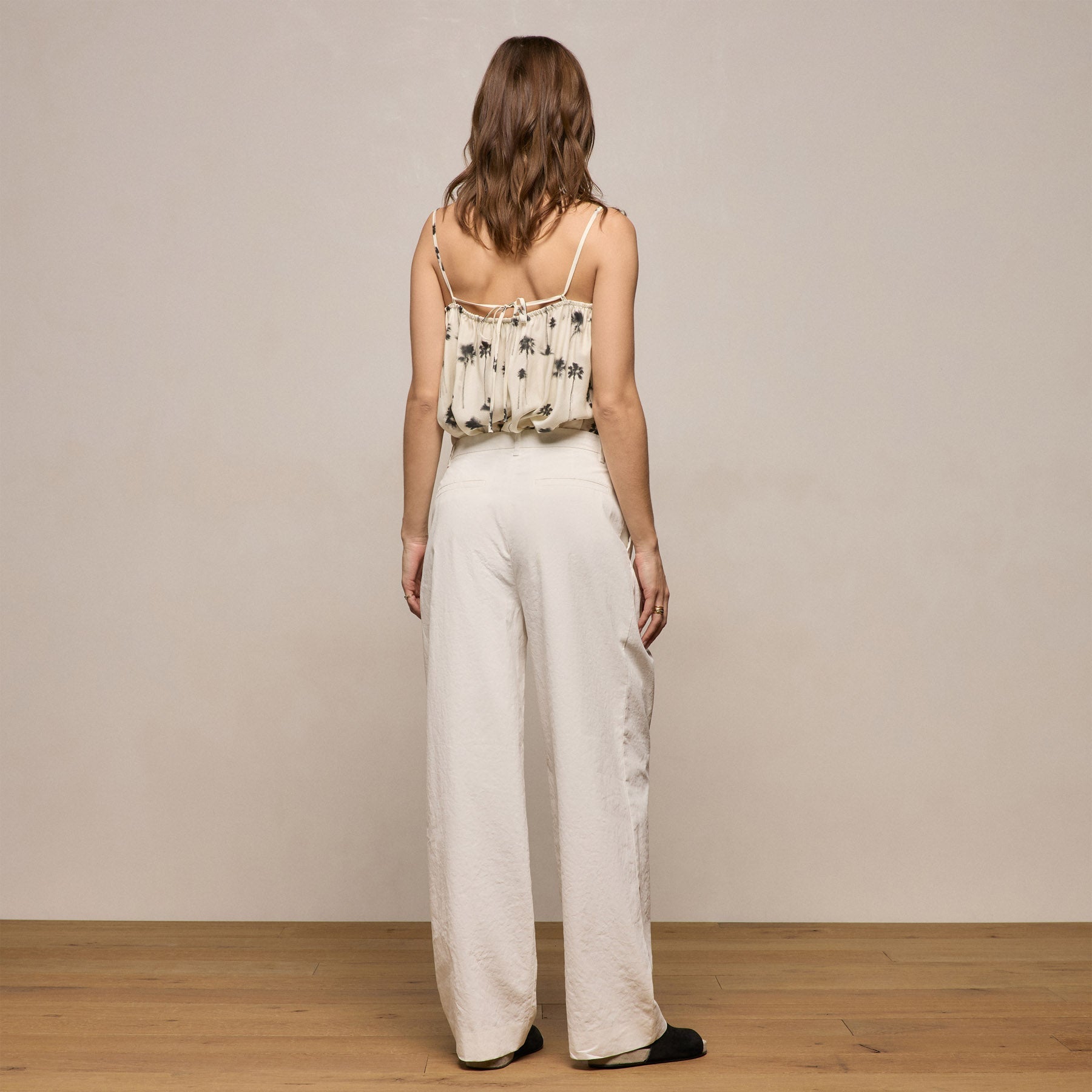 Linen Cotton Pleated Trouser - Off White
