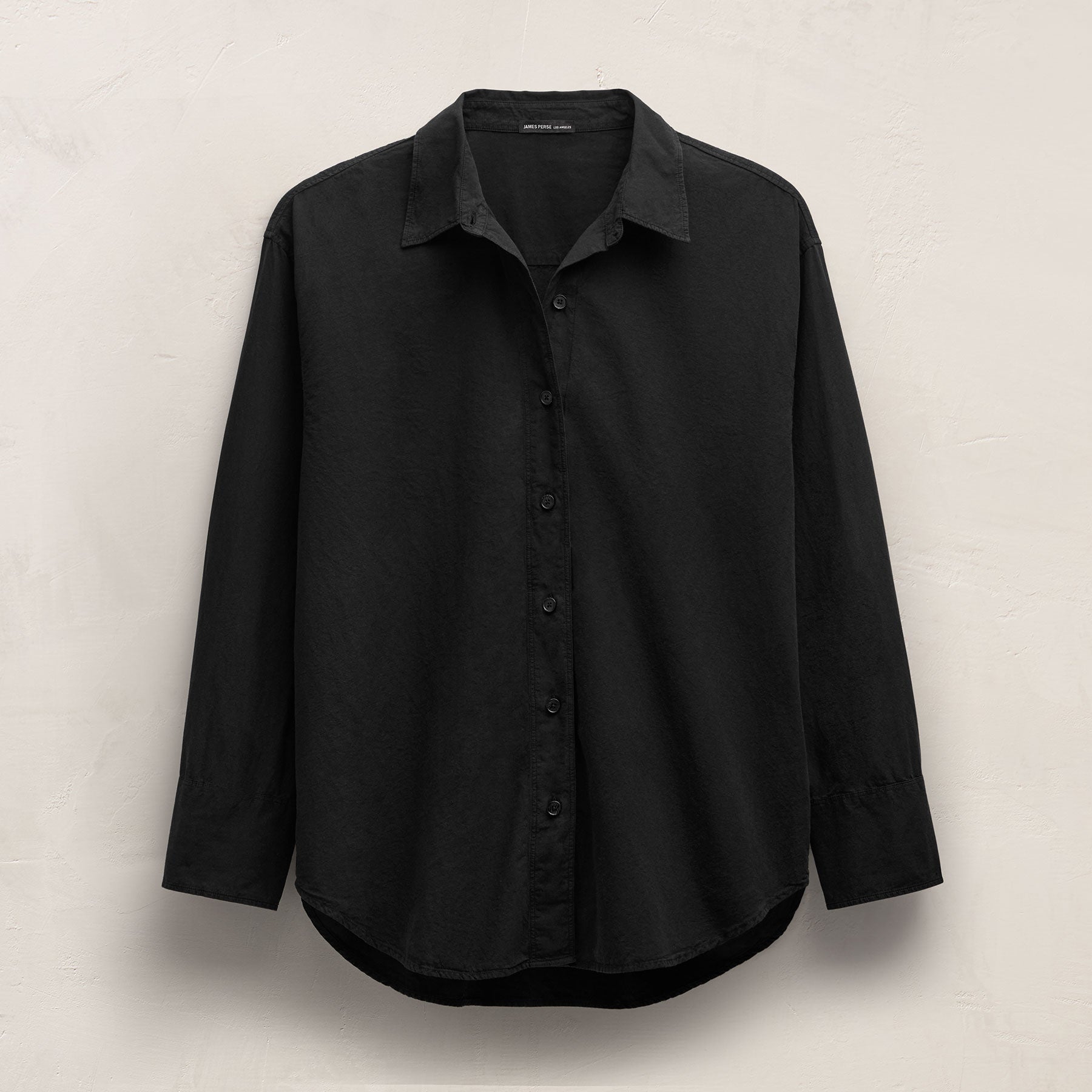 Textured Cotton Oversized Shirt - Black
