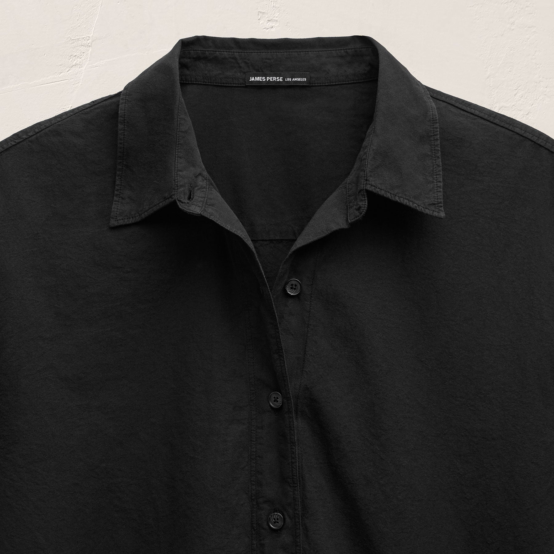 Textured Cotton Oversized Shirt - Black