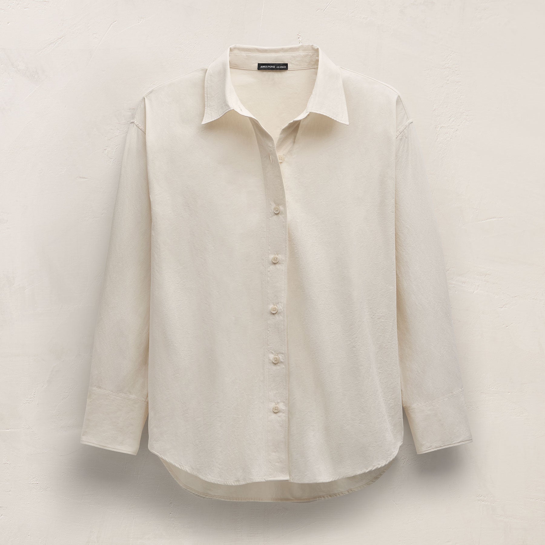 Textured Cotton Oversized Shirt - Ivory