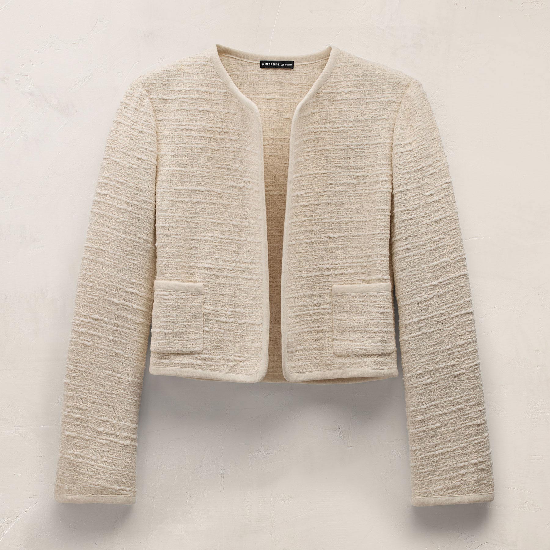 Cropped Boucle Open Jacket - Natural