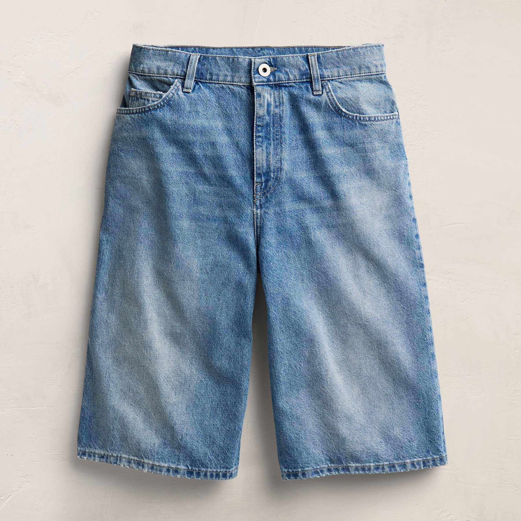 Denim Wide Leg Bermuda Short - Sky Wash