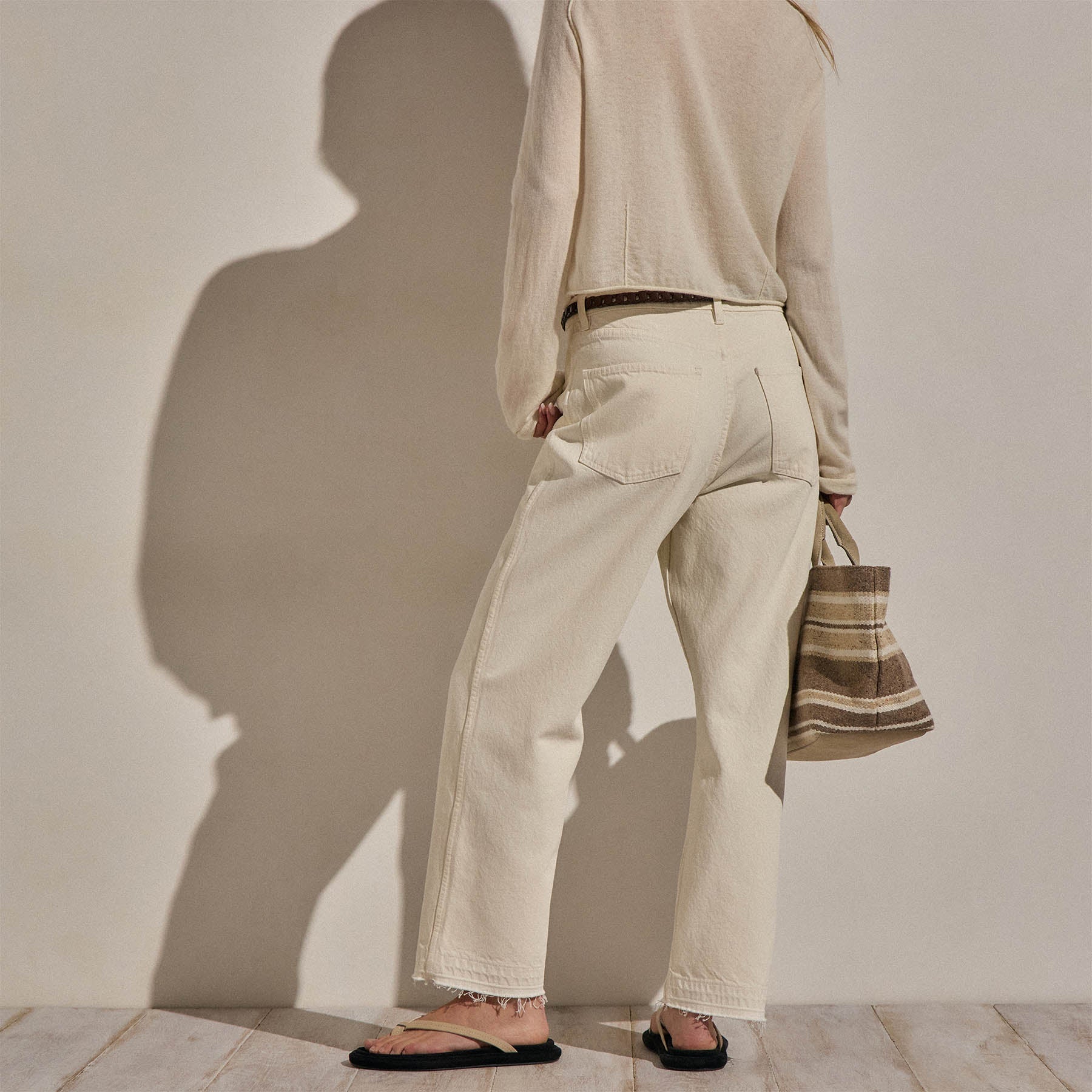 Relaxed Straight Cropped Jean - Ecru