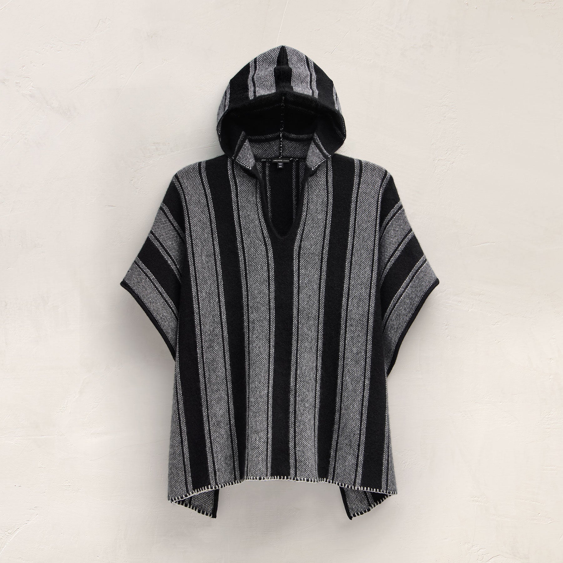 Baja Stripe Cashmere Poncho - Black Stripe