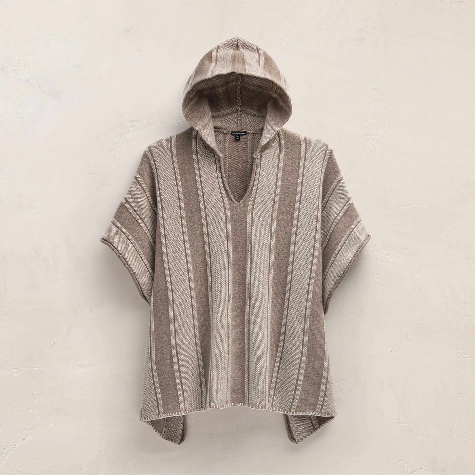 Baja Stripe Cashmere Poncho - Natural Stripe