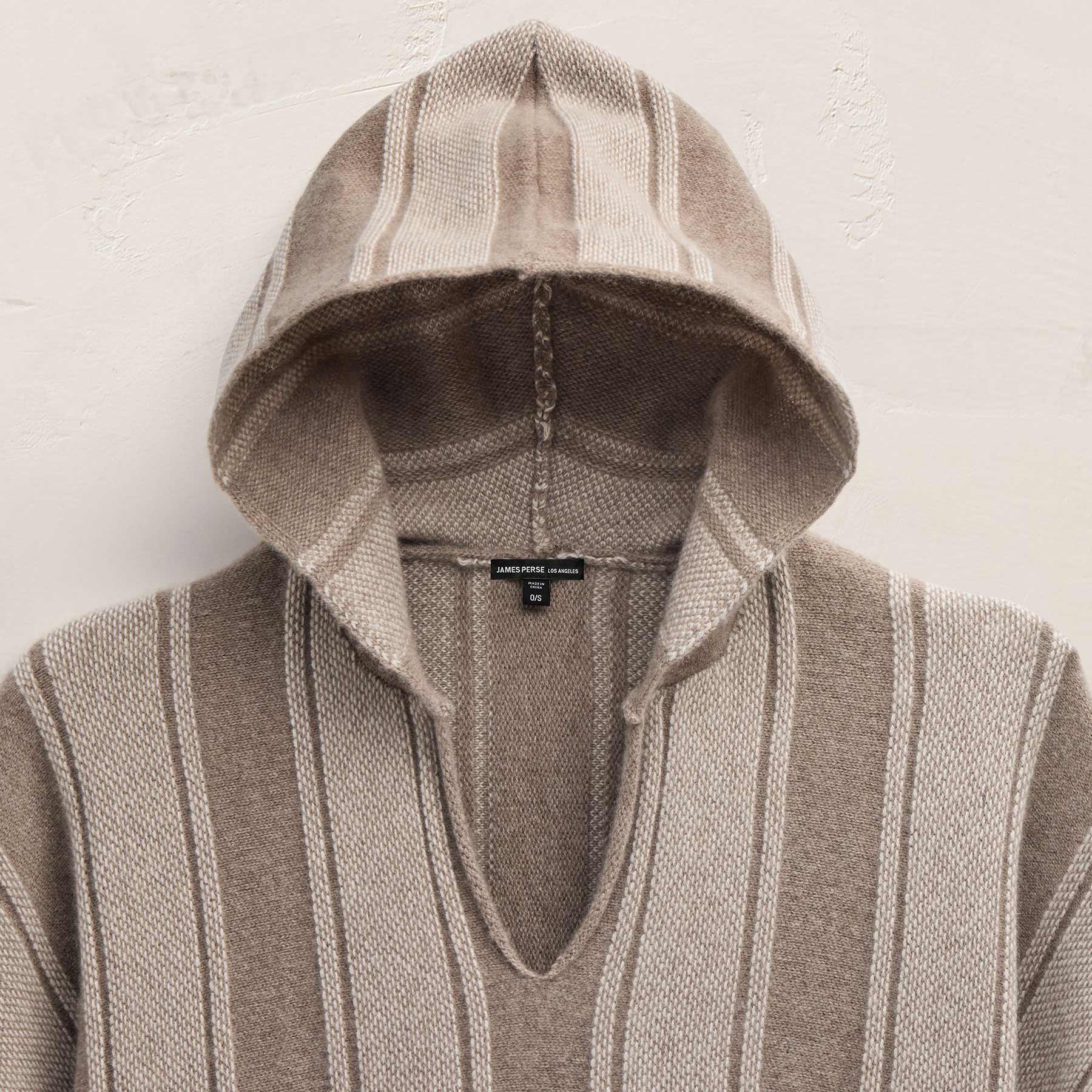 Baja Stripe Cashmere Poncho - Natural Stripe
