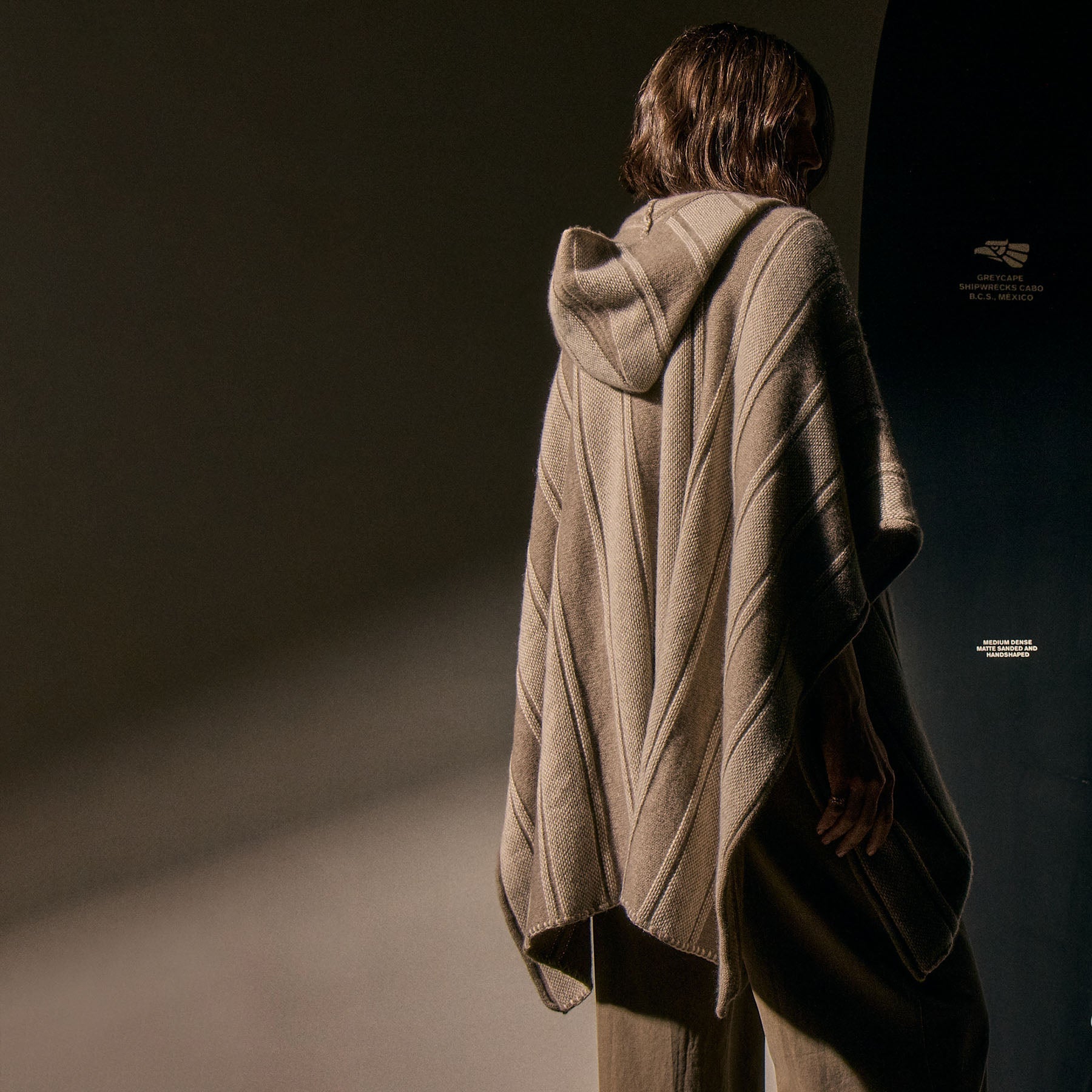 Baja Stripe Cashmere Poncho - Natural Stripe