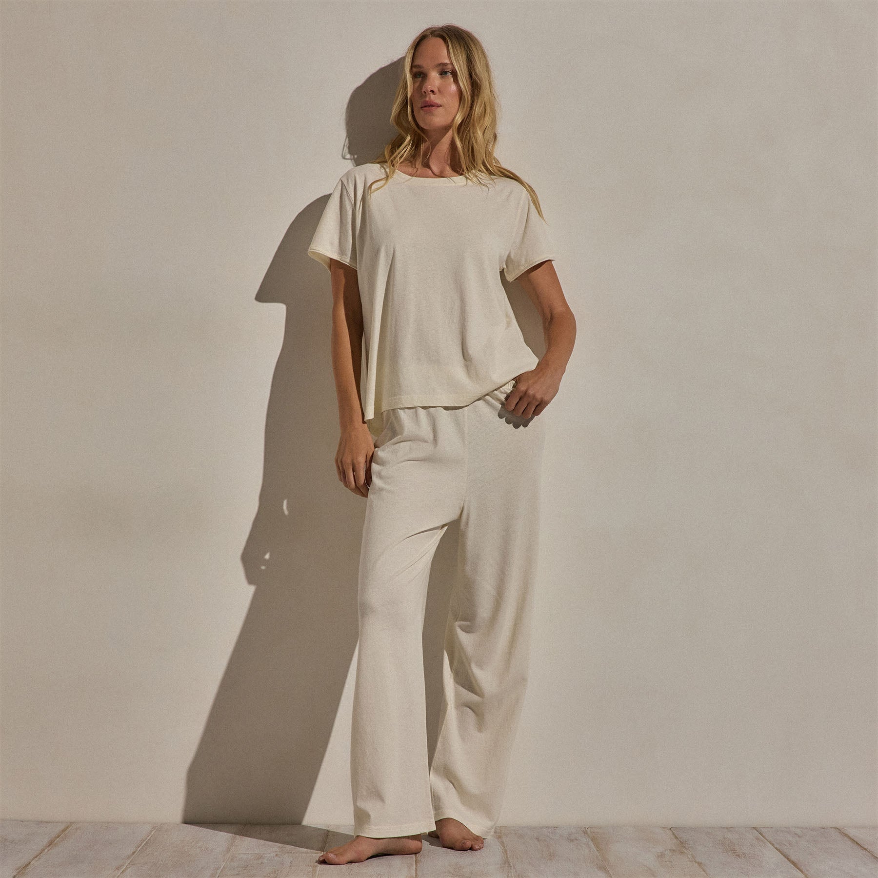 Cotton Linen Pull On Pant - Ecru