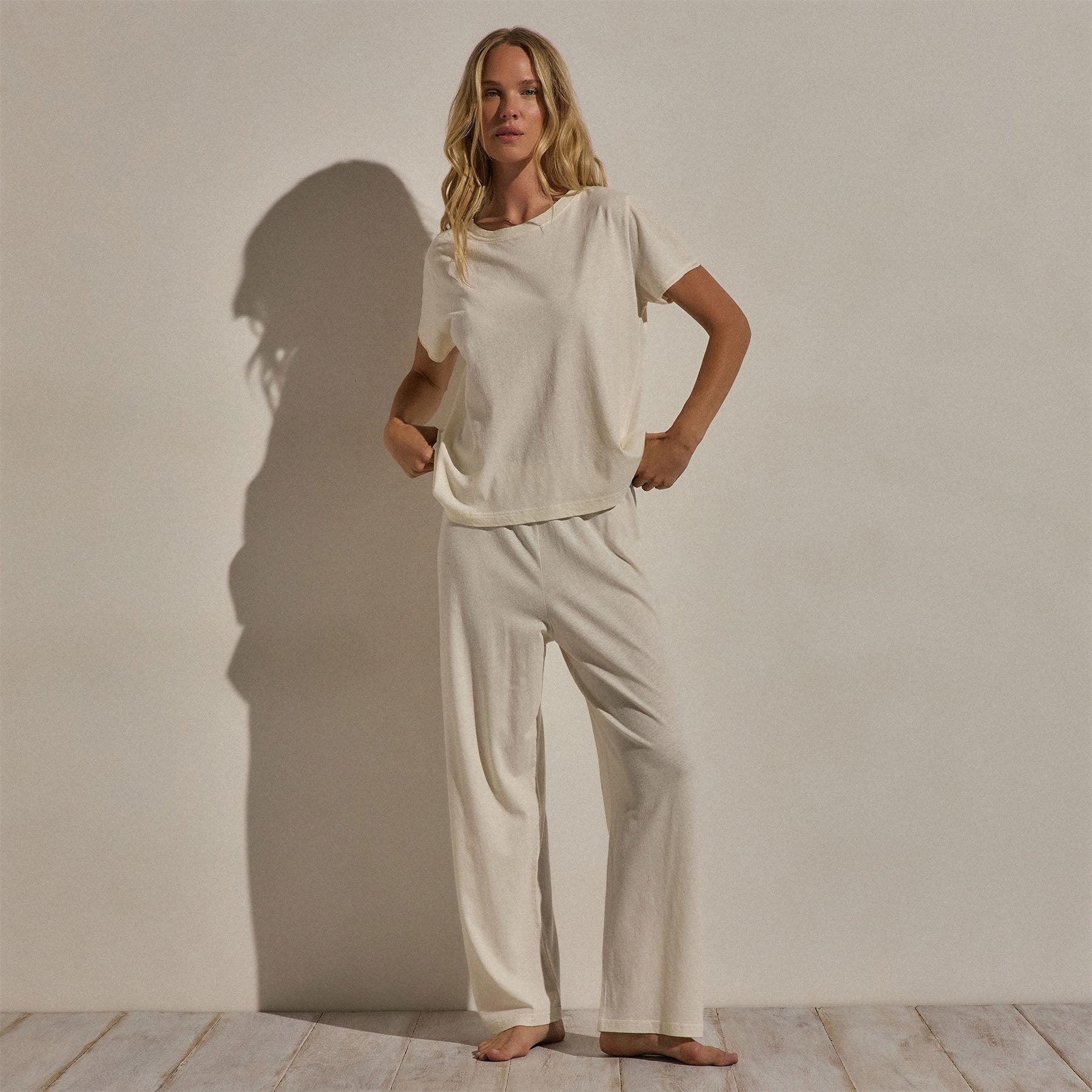 Cotton Linen Lounge Tee - Ecru