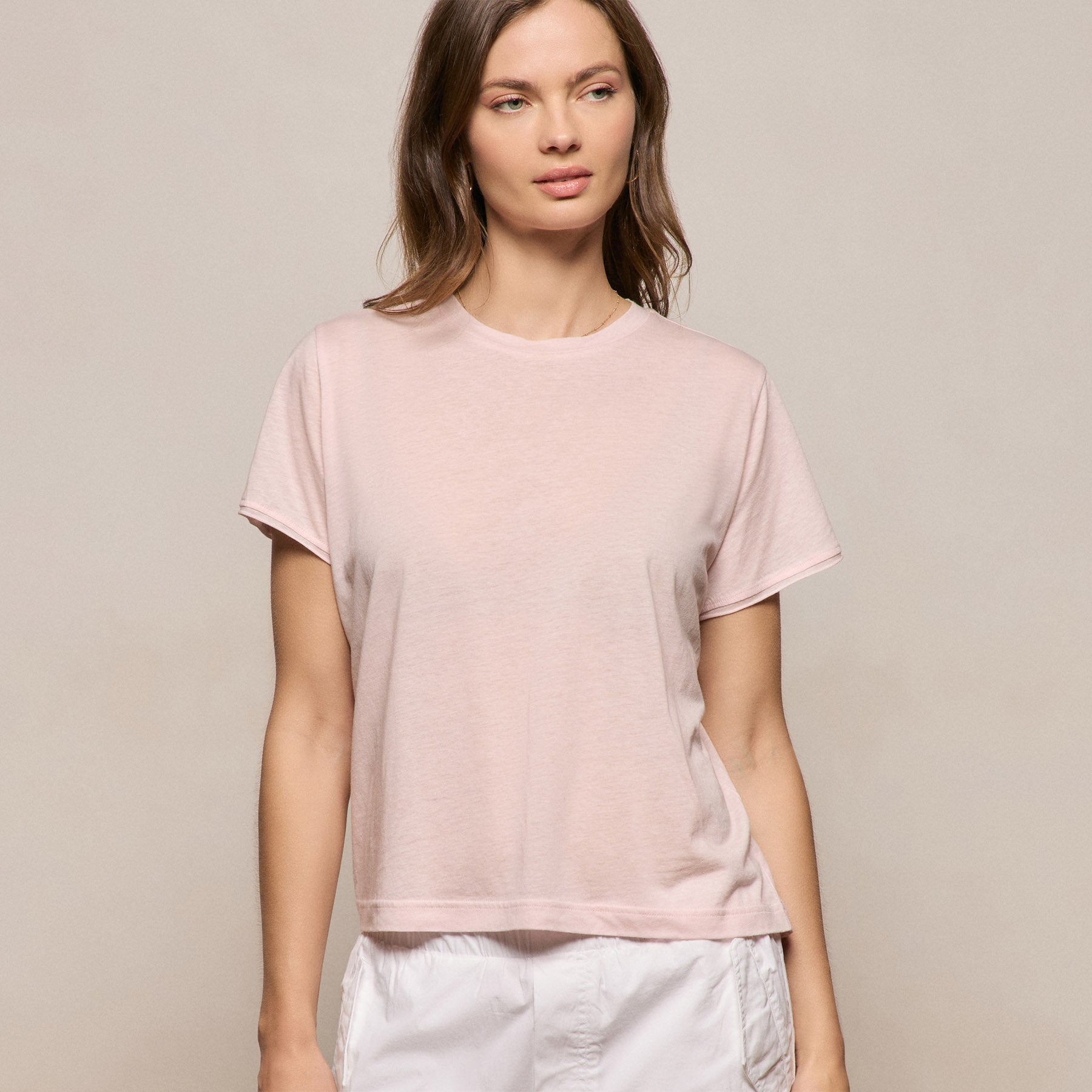 Cotton Cashmere Tee - Rose Quartz