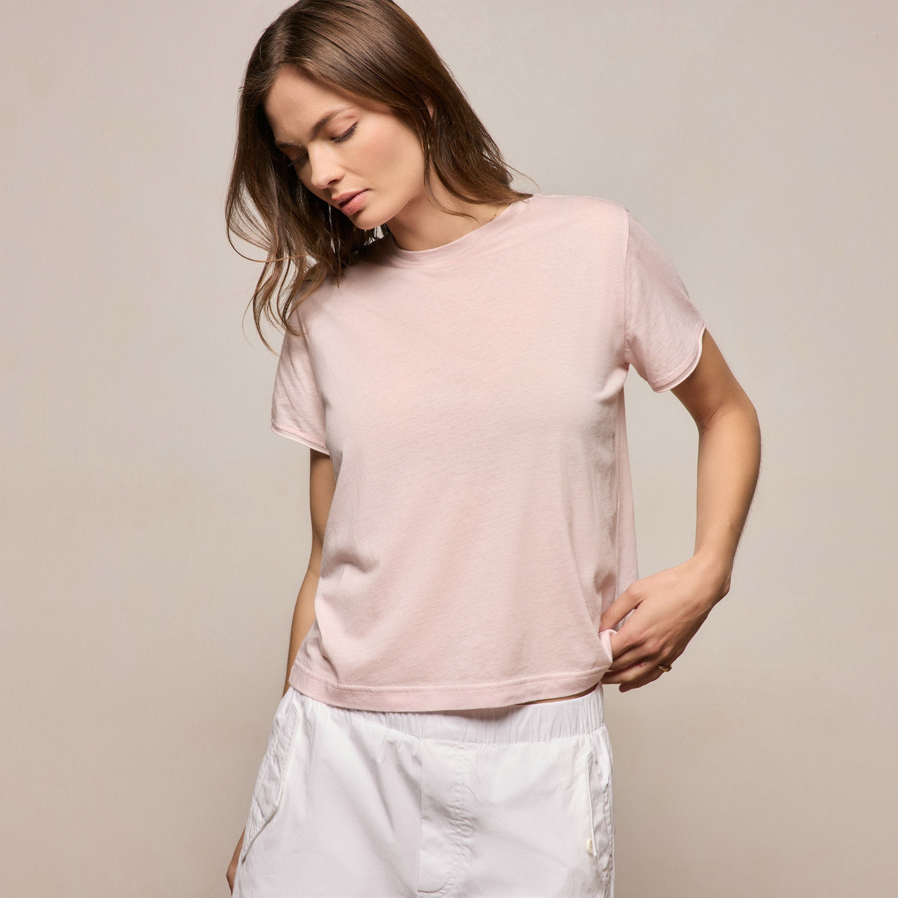 Cotton Cashmere Tee - Rose Quartz