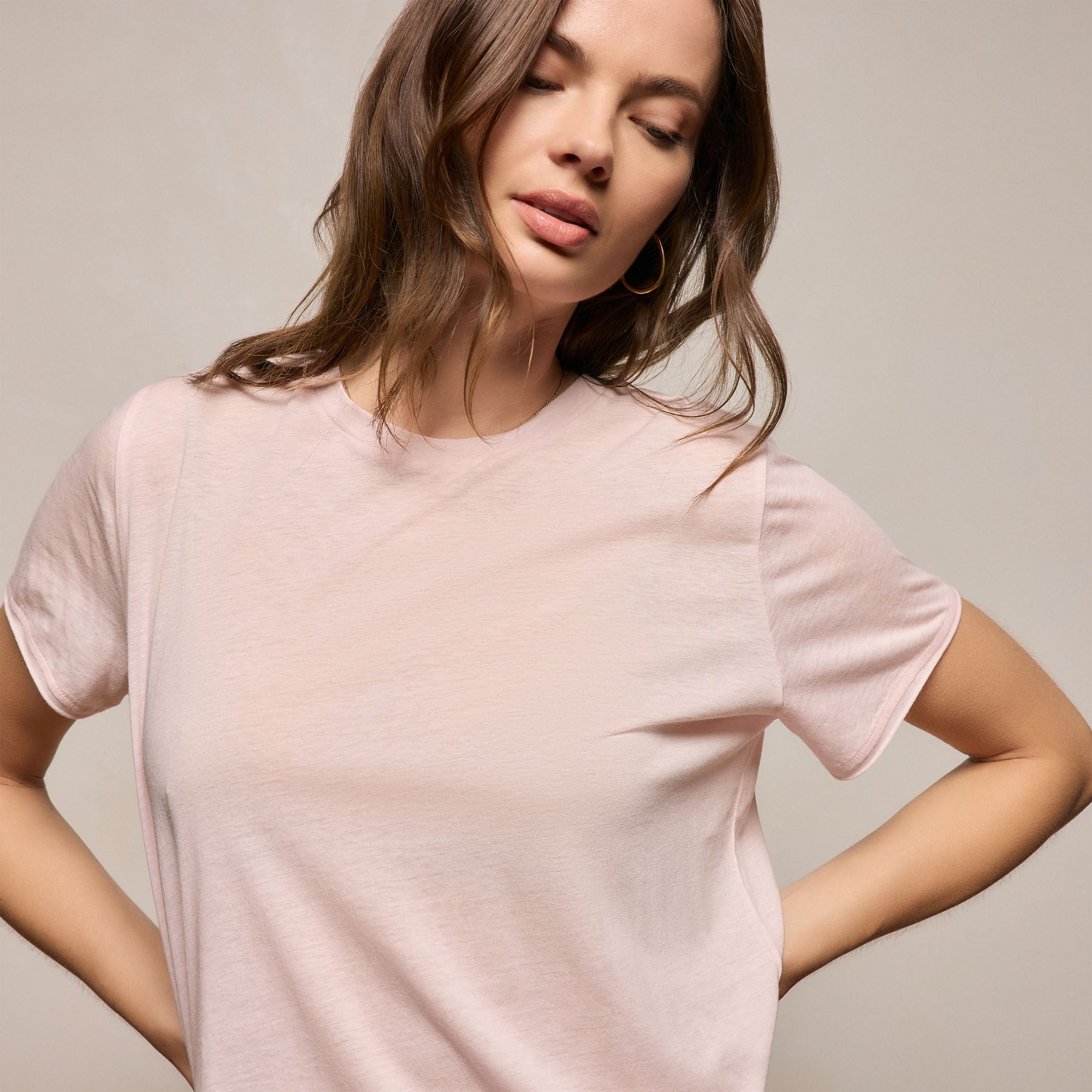 Cotton Cashmere Tee - Rose Quartz