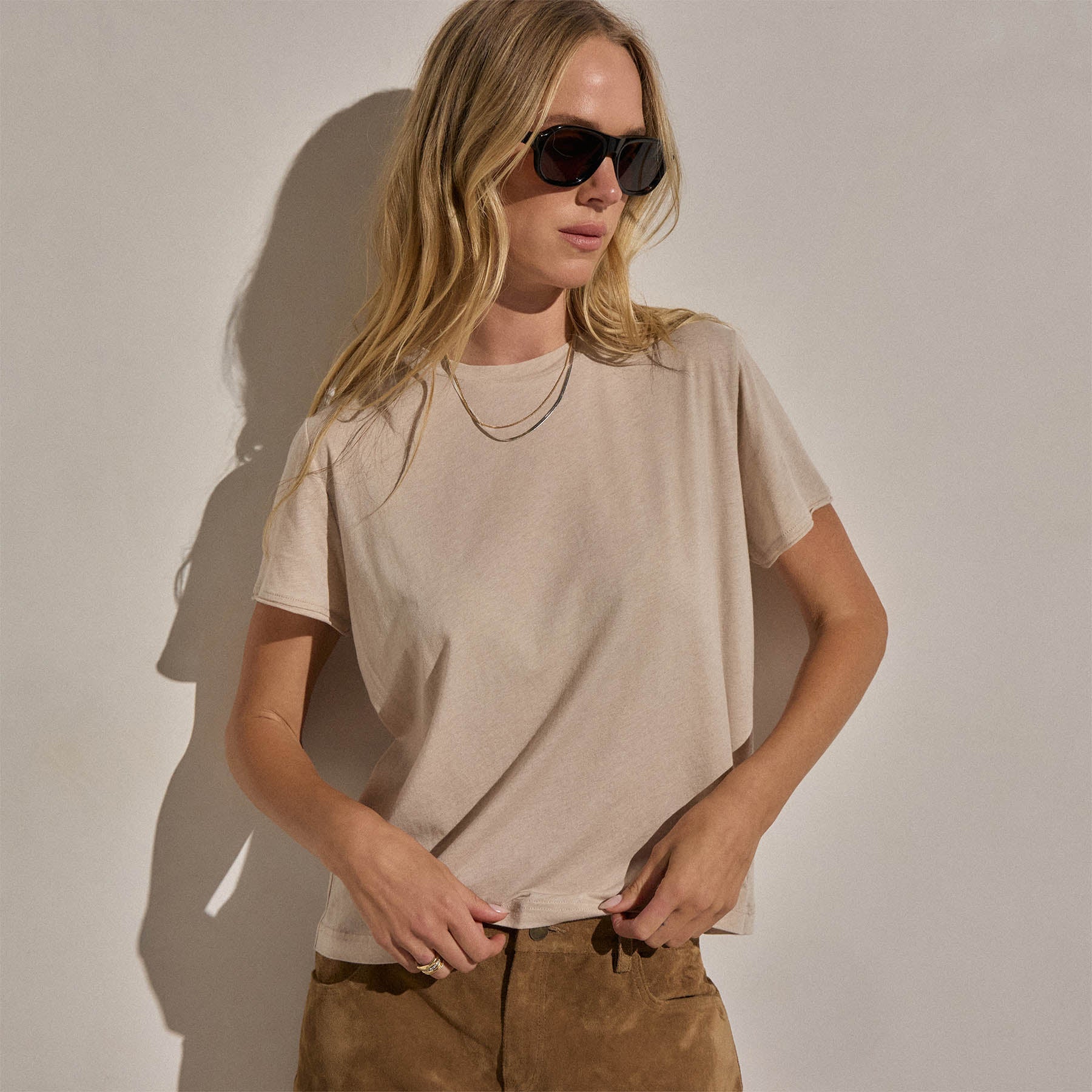 Cotton Cashmere Tee - Stone