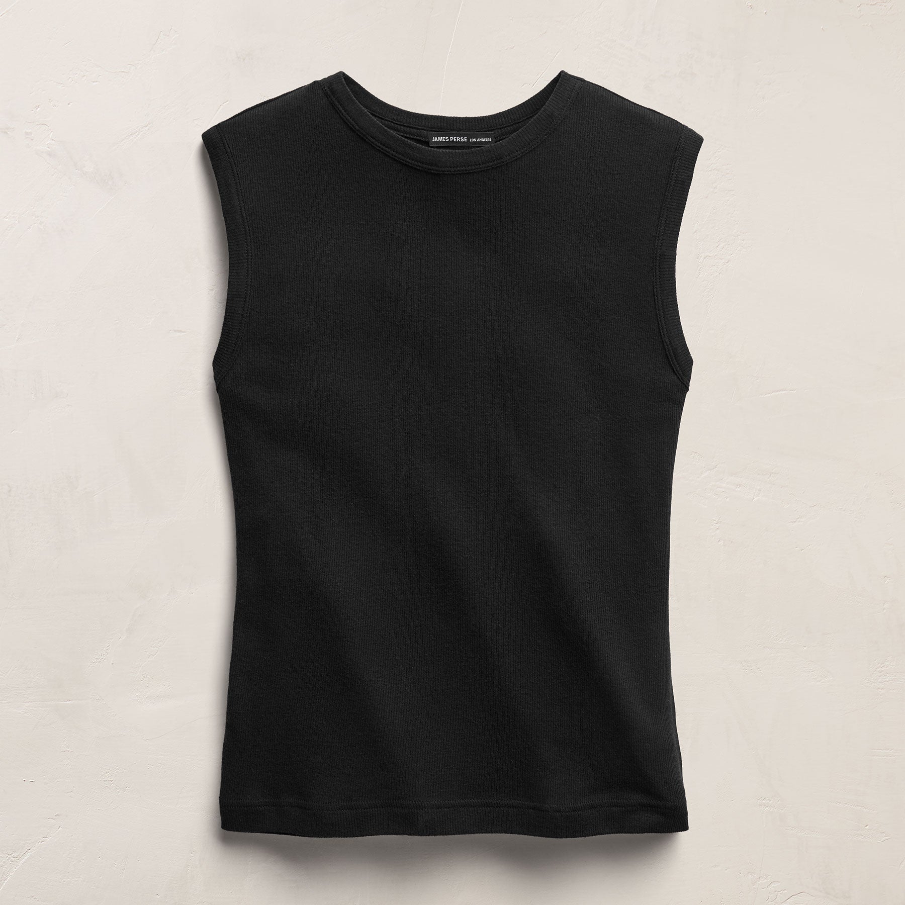 Cotton Cashmere Rib Tank - Black