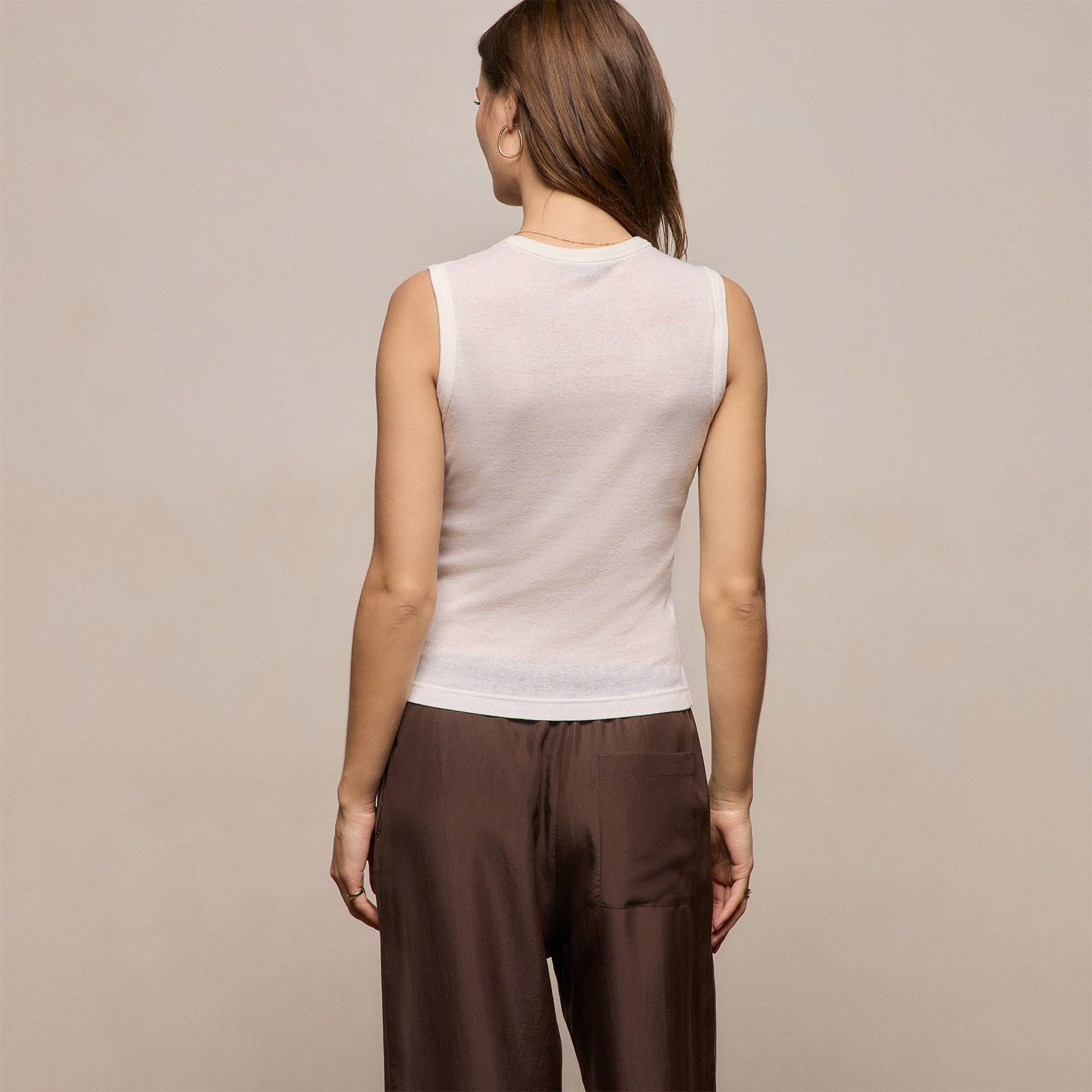 Cotton Cashmere Rib Tank - Off White