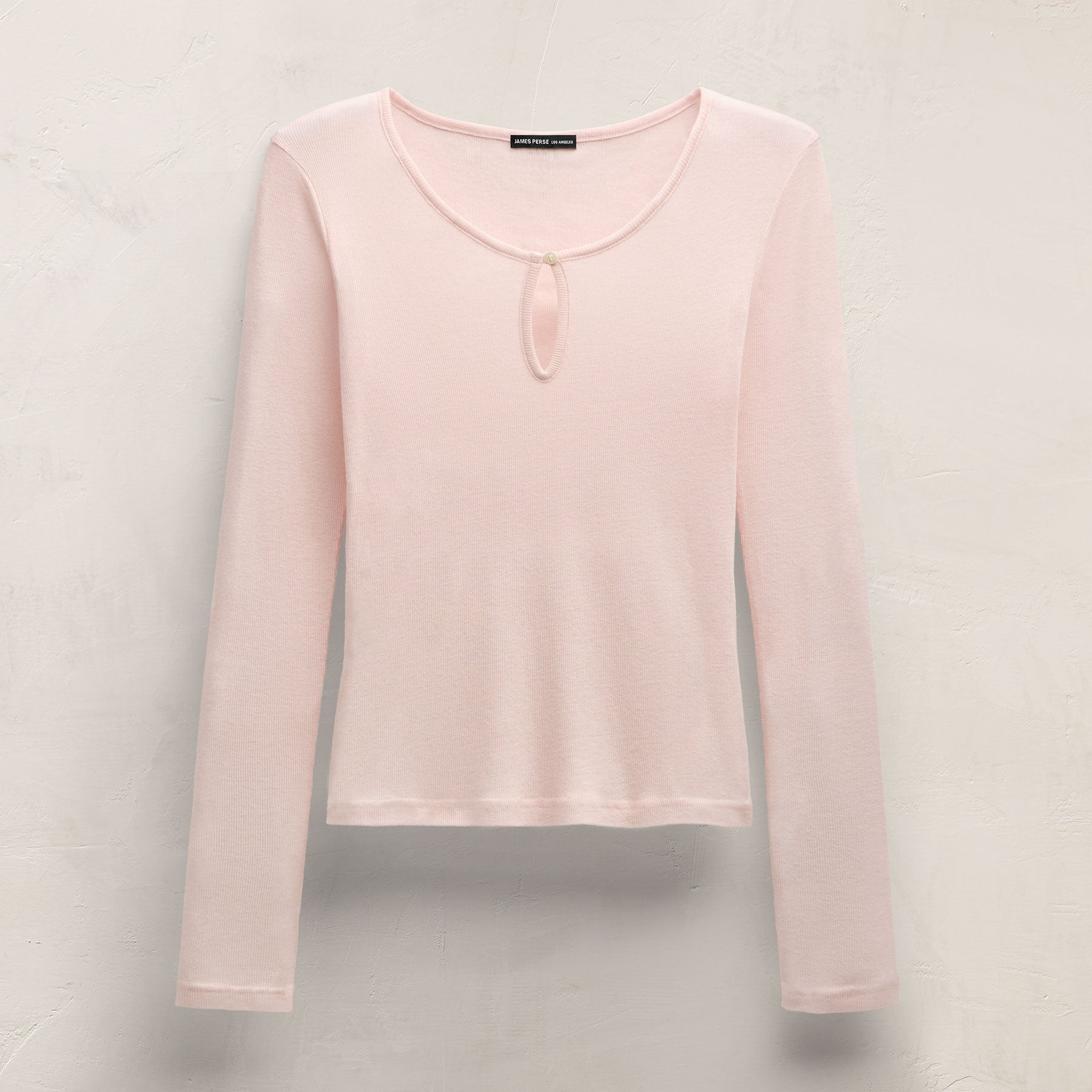 Cotton Cashmere Rib Keyhole Top - Rose Quartz