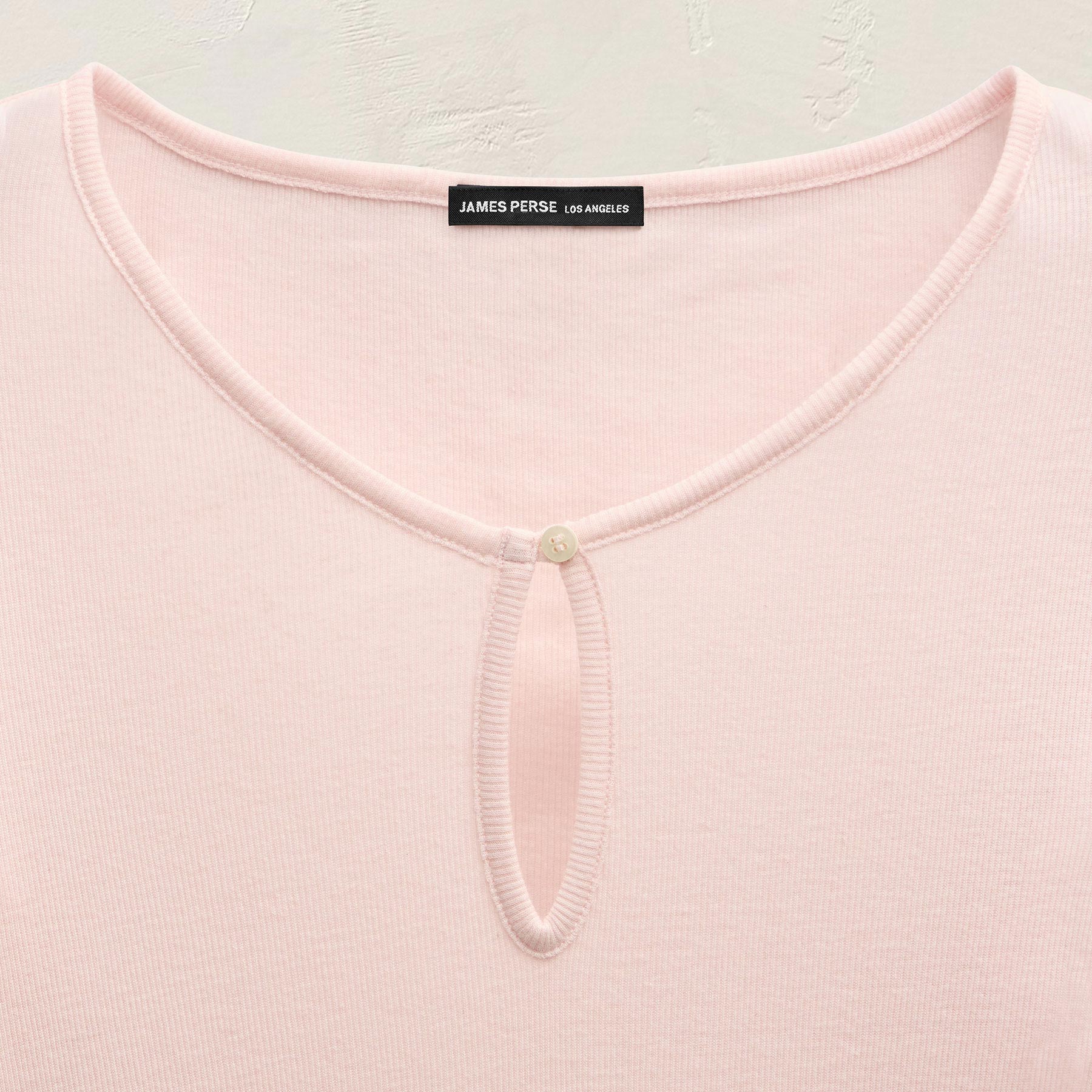 Cotton Cashmere Rib Keyhole Top - Rose Quartz