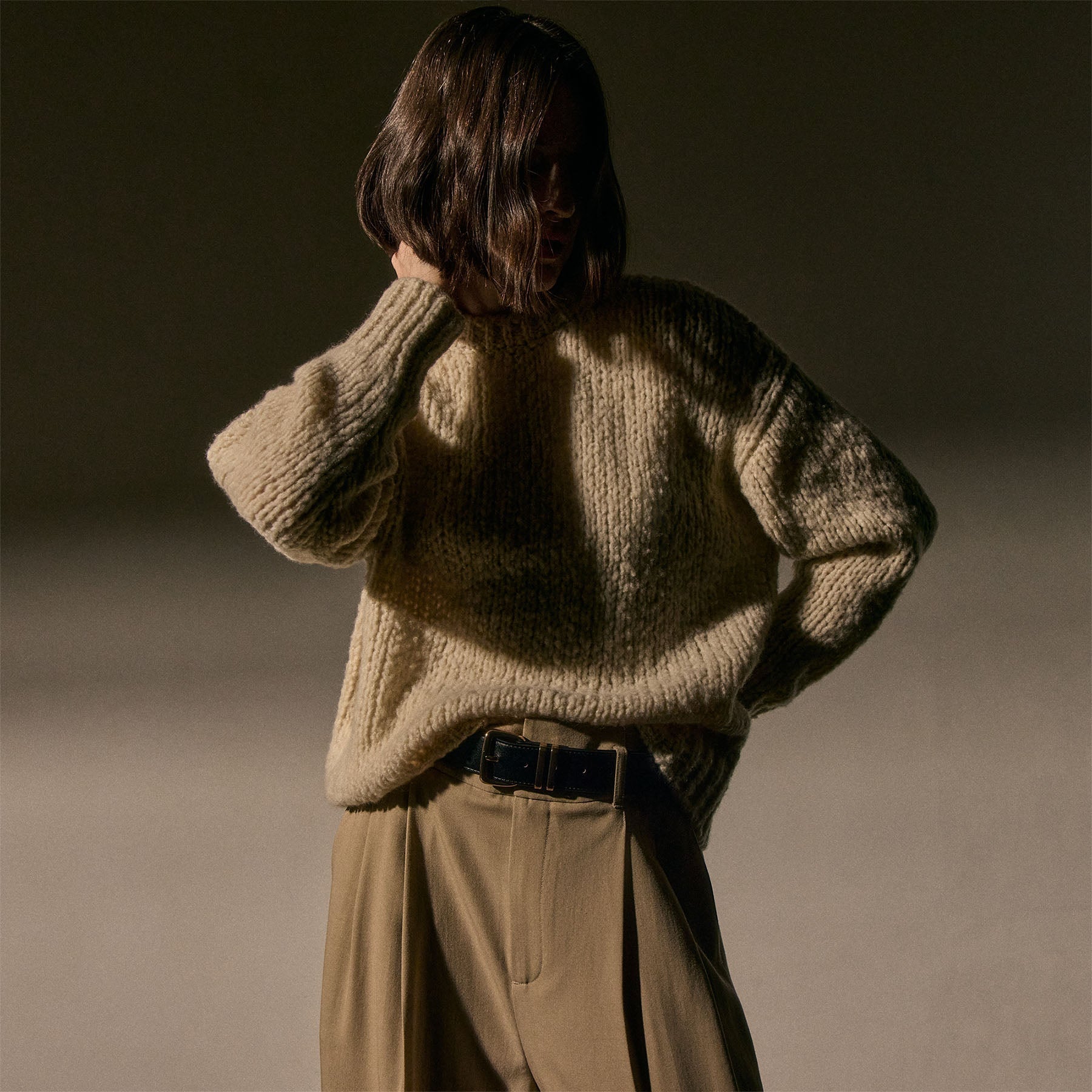 Cashmere Silk Crew Neck - Biscotti