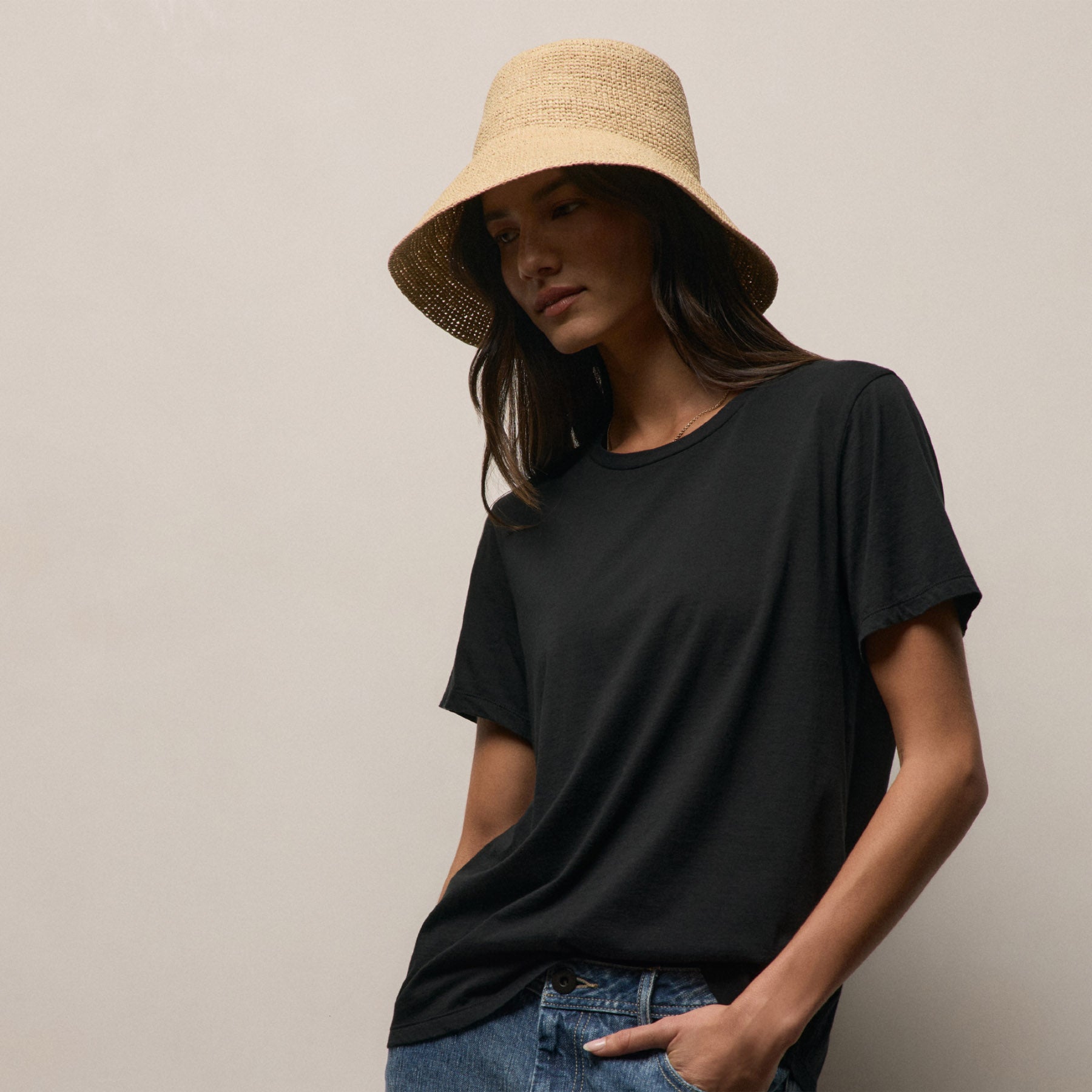 Luxe Lotus Jersey Crew - Black