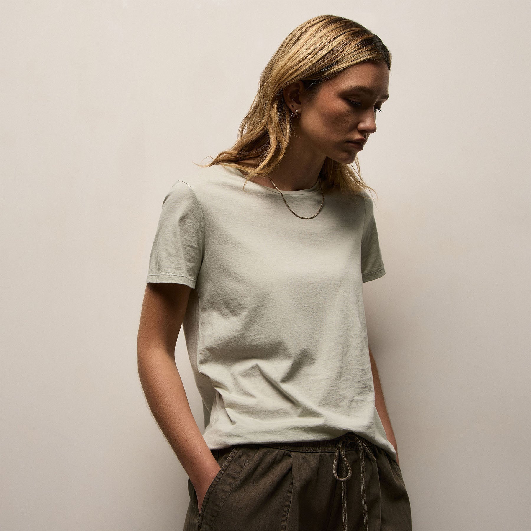 Luxe Lotus Jersey Crew - Celery
