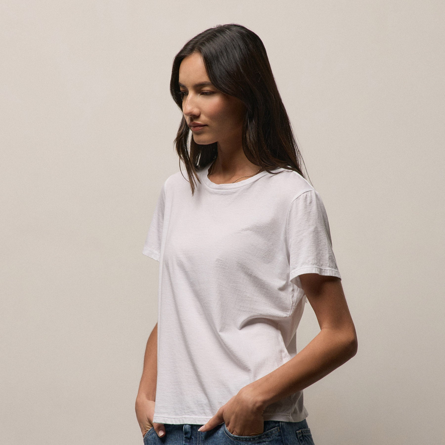 Luxe Lotus Jersey Crew - White