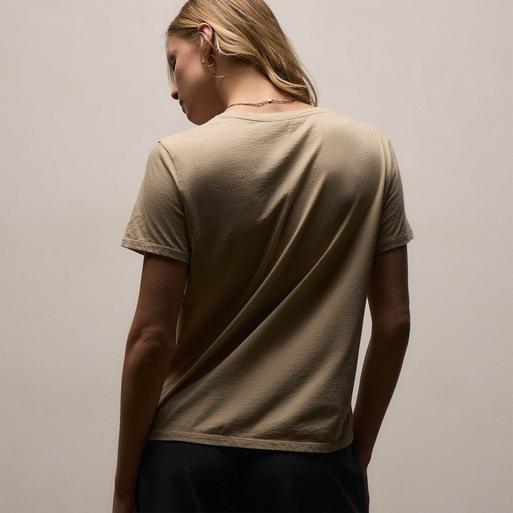 Luxe Lotus Jersey V Neck - Light Khaki
