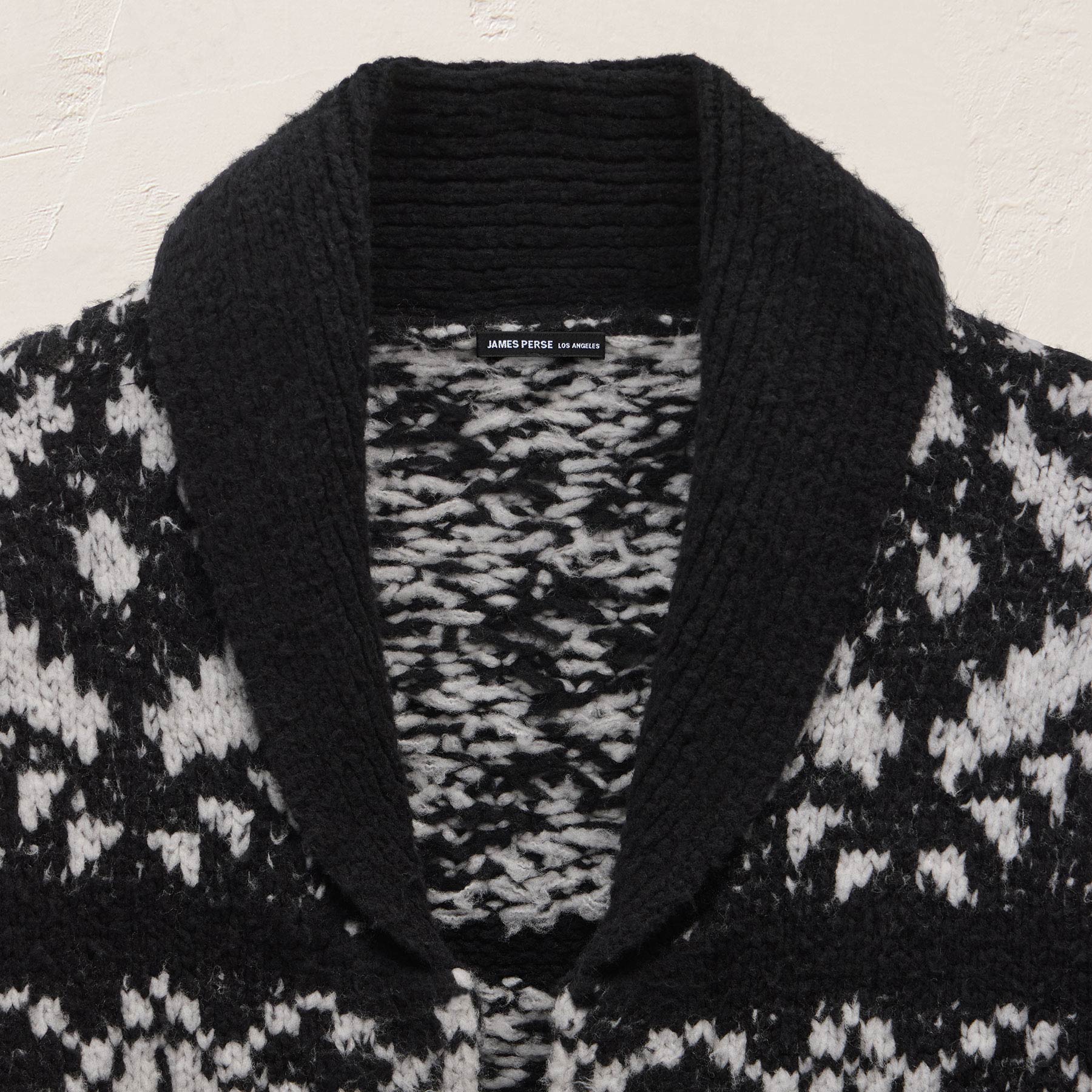 Chalet Intarsia Cardigan - Black/Heather Grey