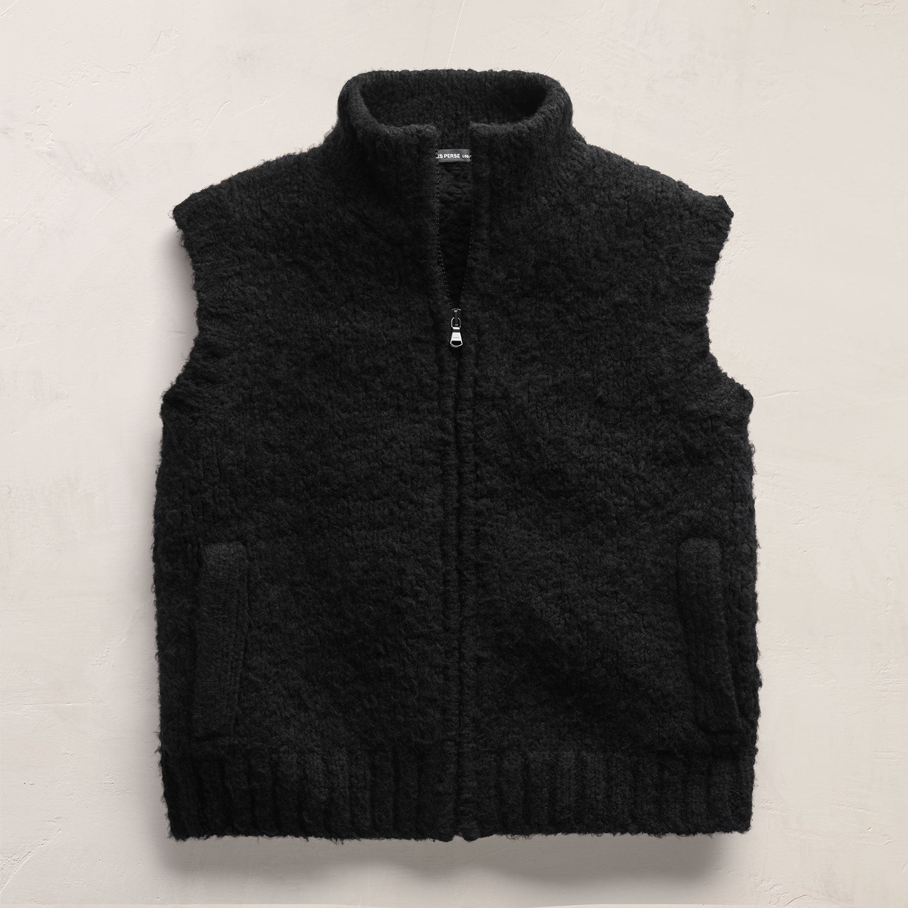 Full Zip Sweater Vest - Black