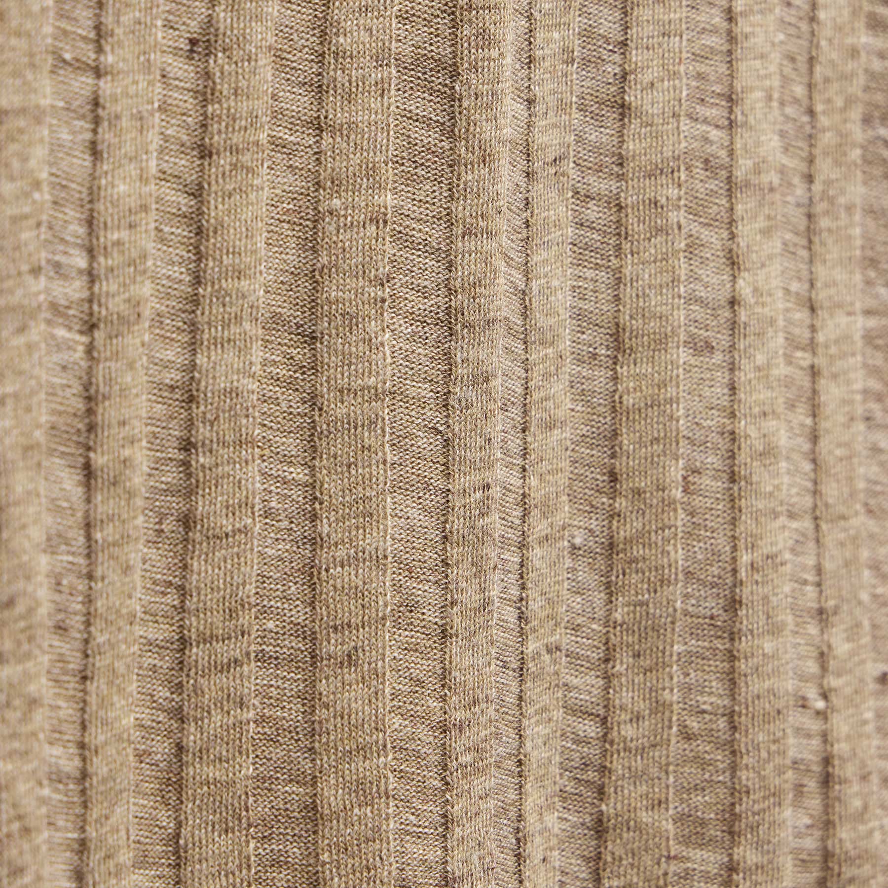 Linen Cotton Ribbed Polo Sweater - Natural Melange