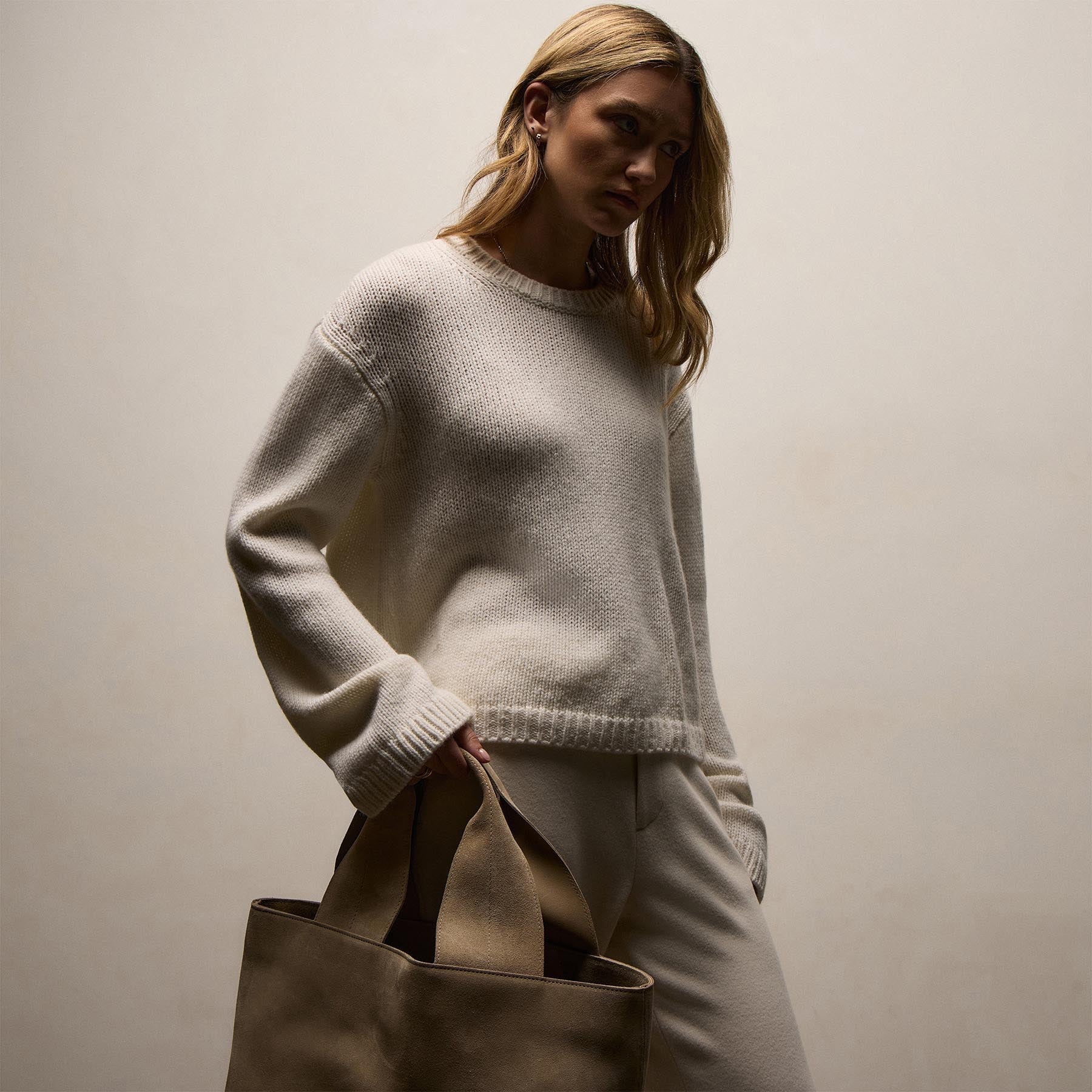 Chunky Italian Spun Cashmere Crew - Ivory
