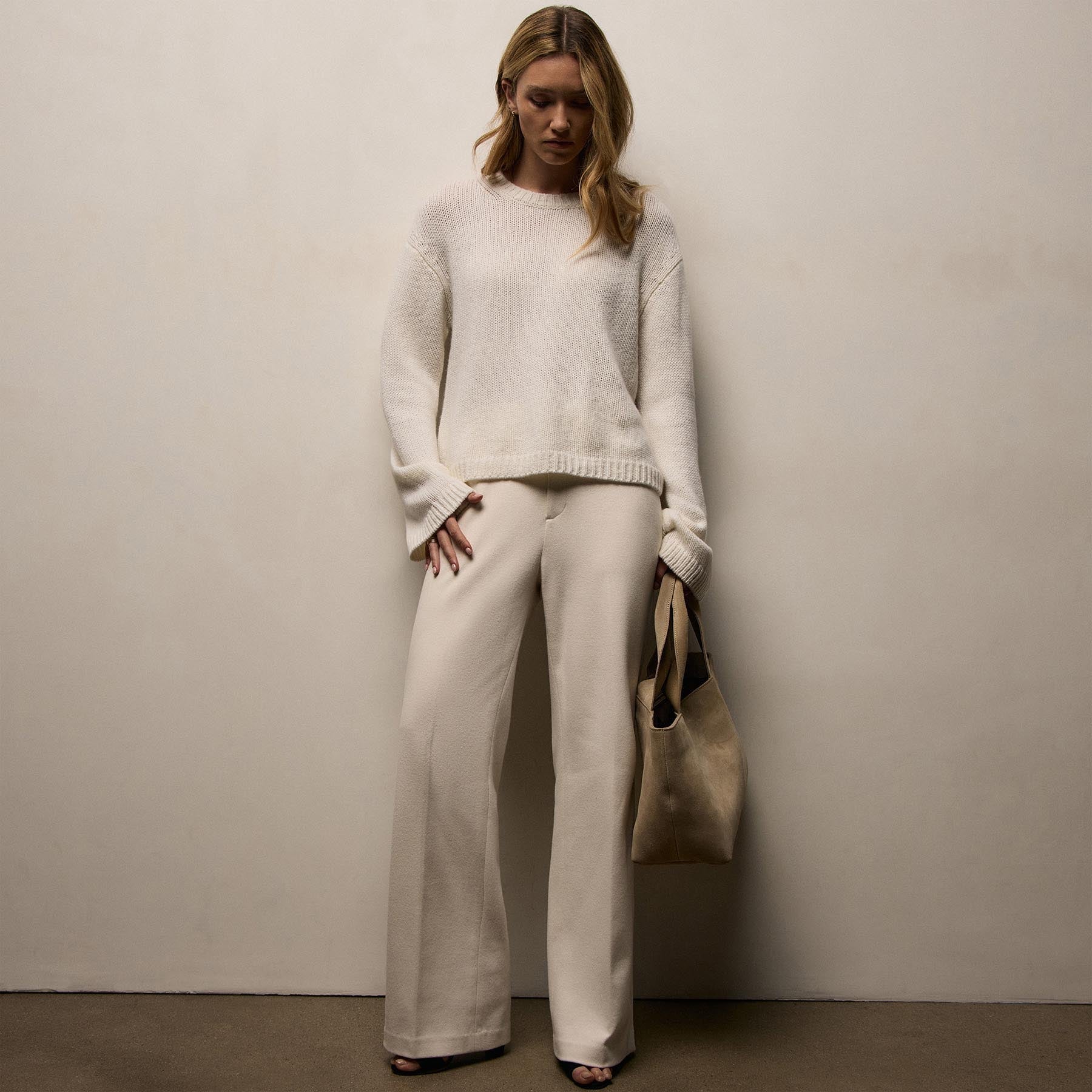 Chunky Italian Spun Cashmere Crew - Ivory