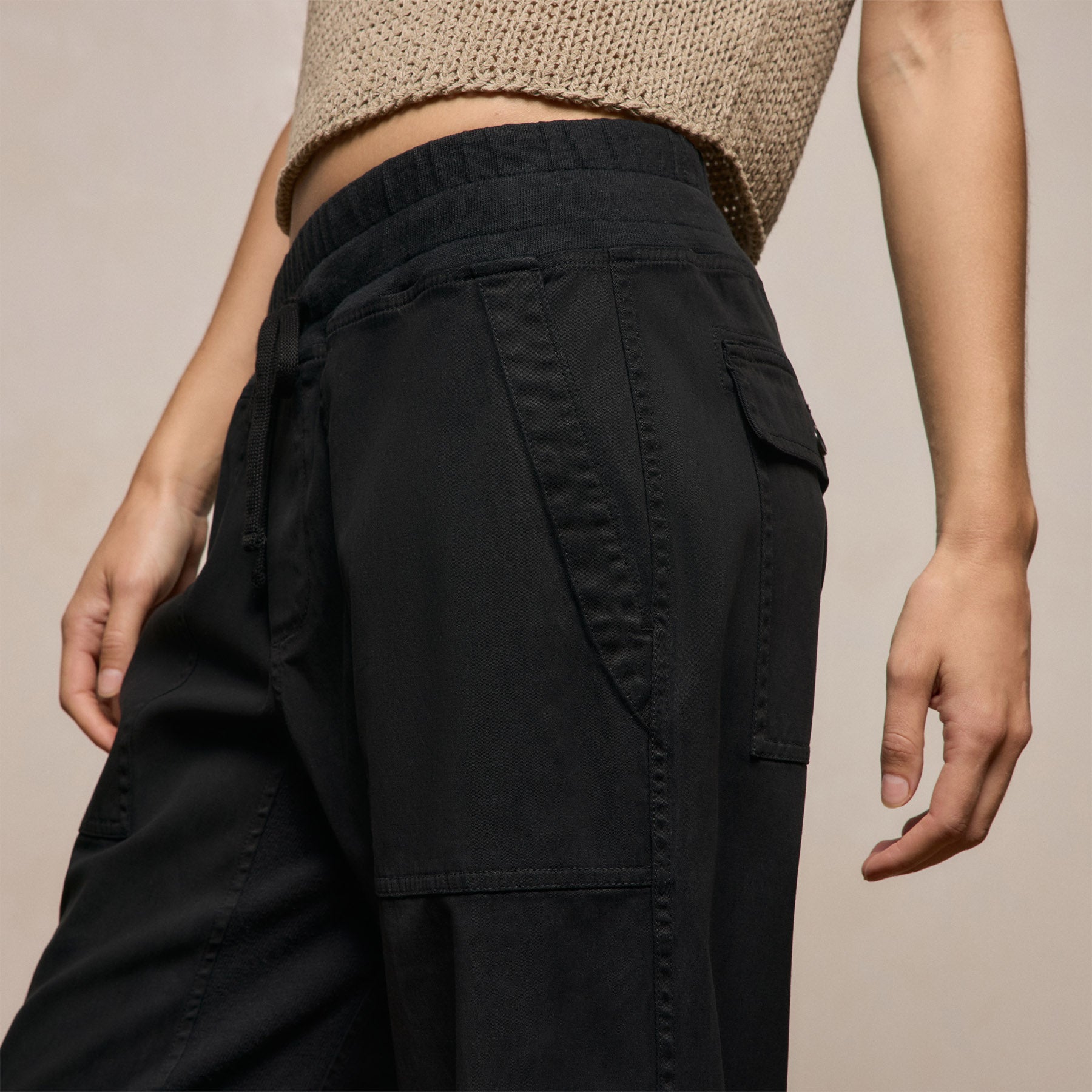 Mixed Media Straight Pant - Black